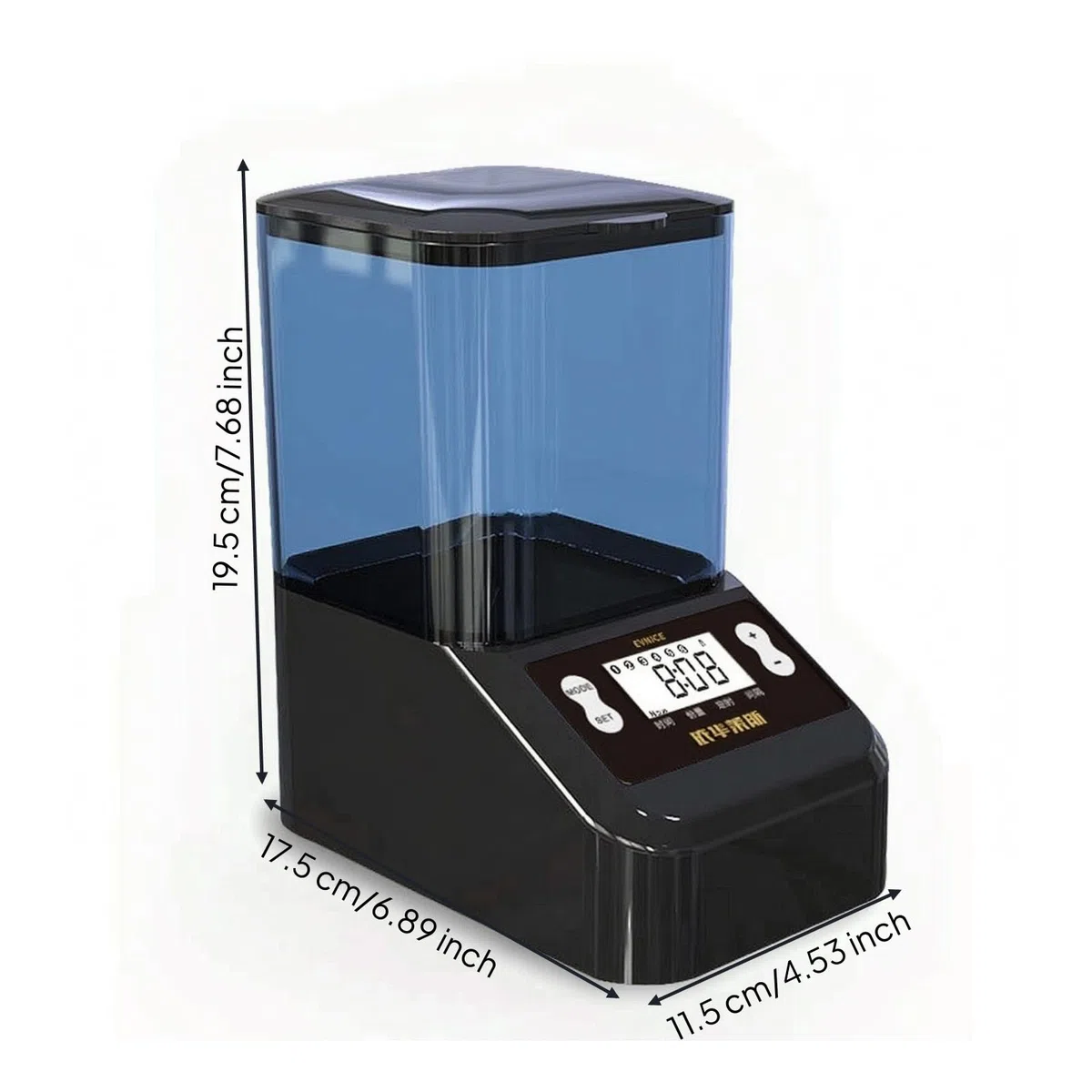 Aquarium-Futtautomat mit digitalanzeige großes fassungsvmögen futtautomat mit zeitschaltuhr leicht einzurichten fischfuttspend für koiteich, Schwarz, 1000ml Doppelbatterie Große Partikel