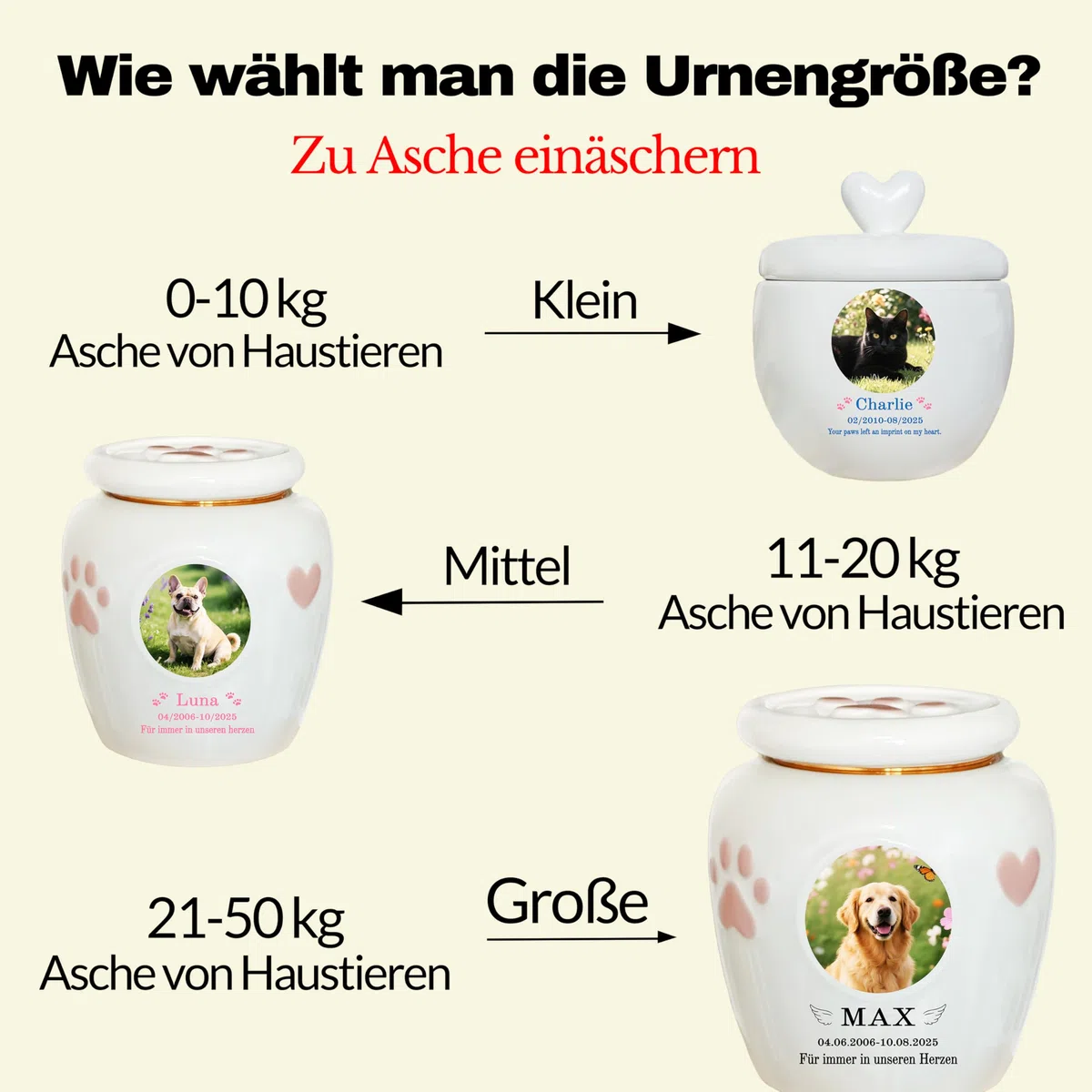 Keramik Haustierurne für Hunde Katzen Vogel Kaninchen Asche bis 20KG