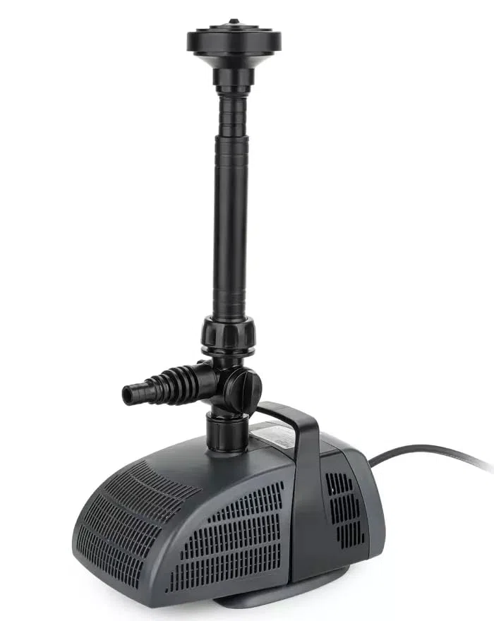 Happet Pumpe PF 3000 für Brunnen Wasserauge Filter & Kaskaden 3000 l/h 2,8m Hub Keramik Achse, Niedriger Energieverbrauch 10m Leitung, Springbrunnenpumpe für Gartenteich & Aquaristik Profi Deko