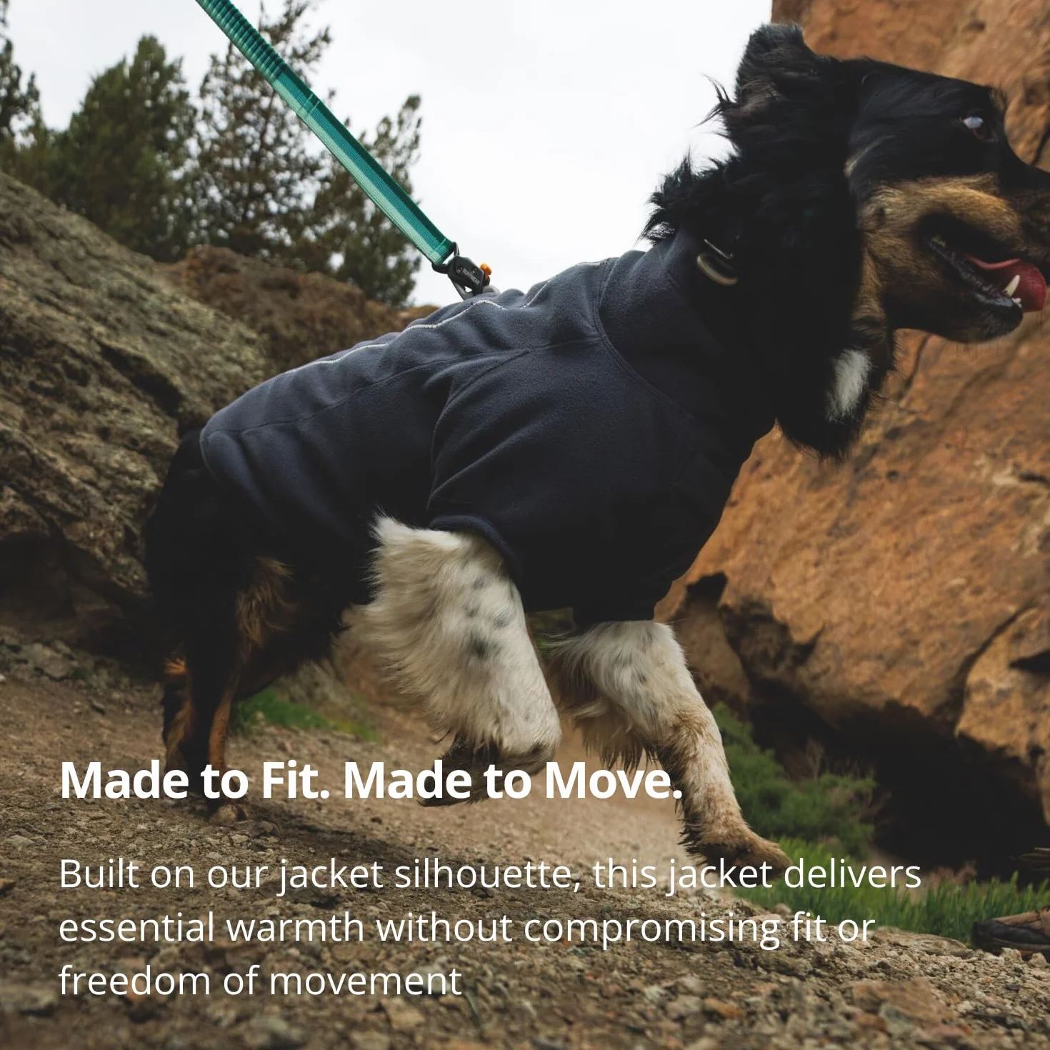 Ruffwear, Climate Changer Fleece-Hundejacke, ärmellose Silhouette für Kernwärme, schnell trocknendes Fleece, durchgehender Reißverschluss, Anschlüsse für die Leine vorne und hinten, reflektierender