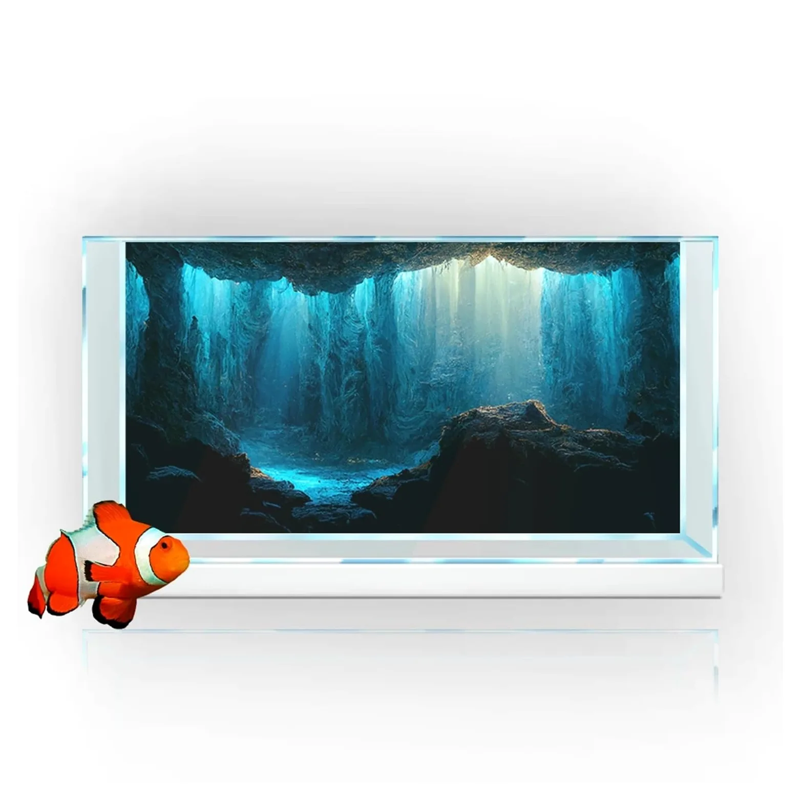 Aquarium Rückwand Aquarium-Hintergrundaufkleber, Unterwasserhöhlen-Steintapete, Aquarium-Hintergrunddekorationen, PVC-Landschaftsplakat(60x120cm)
