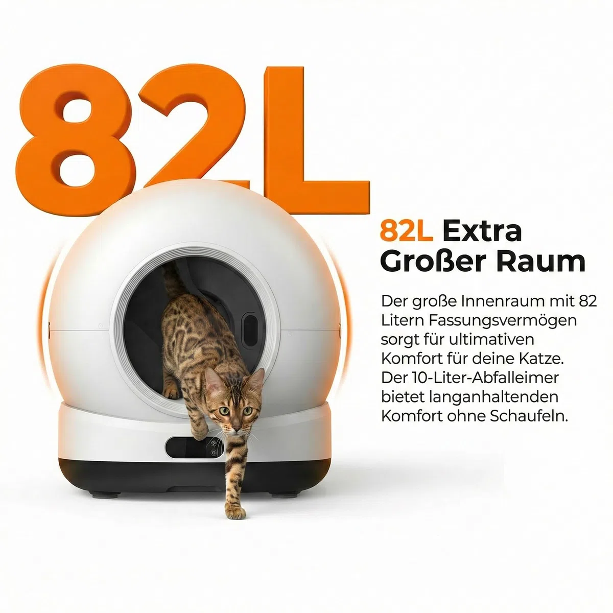 Selbstreinigende Katzentoilette, 82L Katzenklo Selbstreinigend mit App – Inkl. Katzenklo-Matte & 3 Rollen Müllbeutel – XXL - Zedar K1200