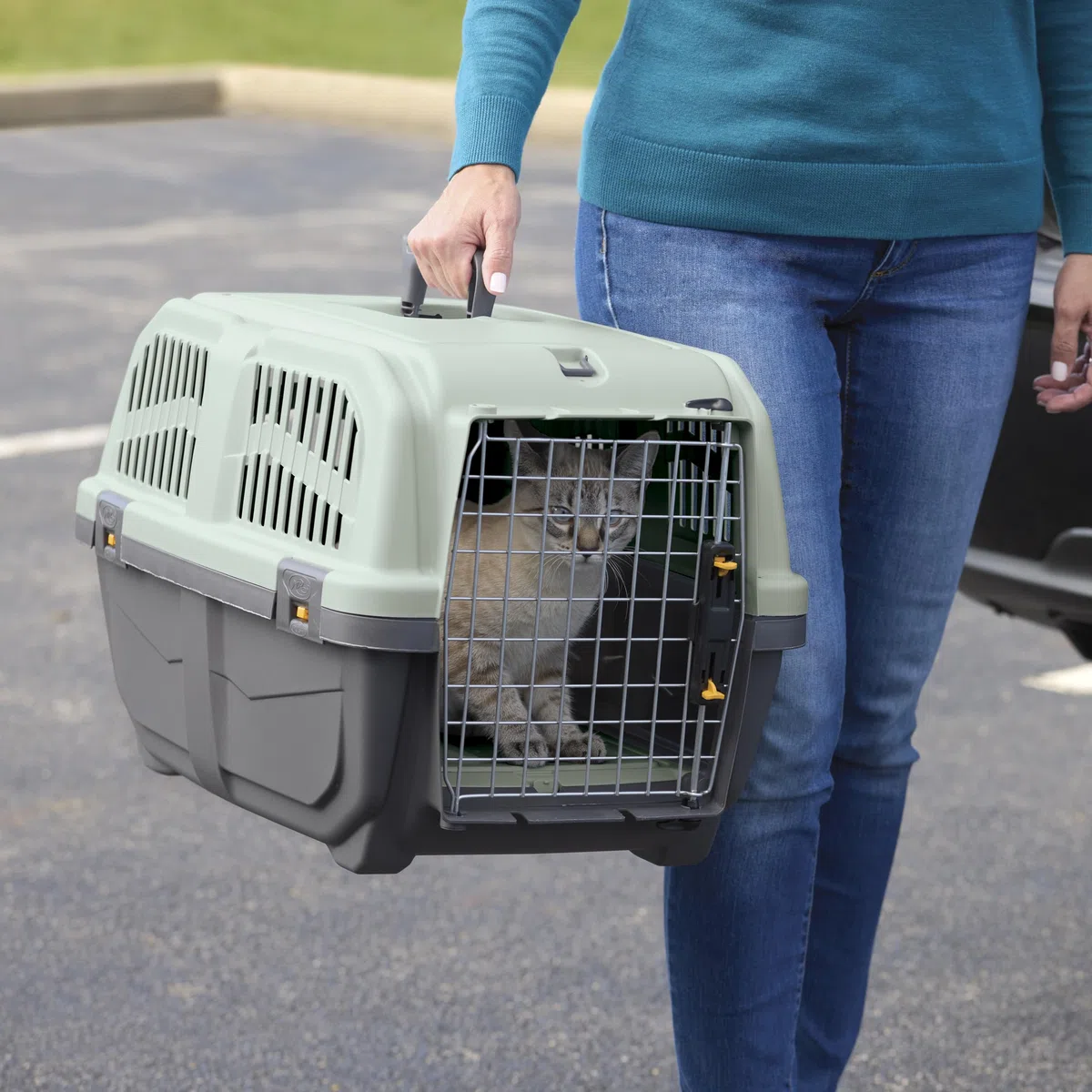 Midwest Homes for Pets Skudo Katzentrage, Kunststoff, mit integrierter Katzentoilette, 61 cm