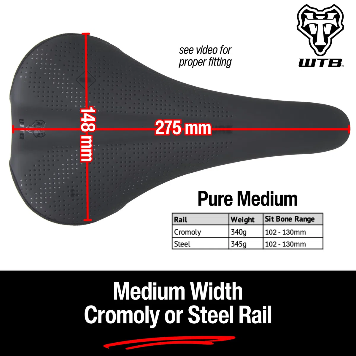 WTB Unisex-Adult Pure Fahrradsattel