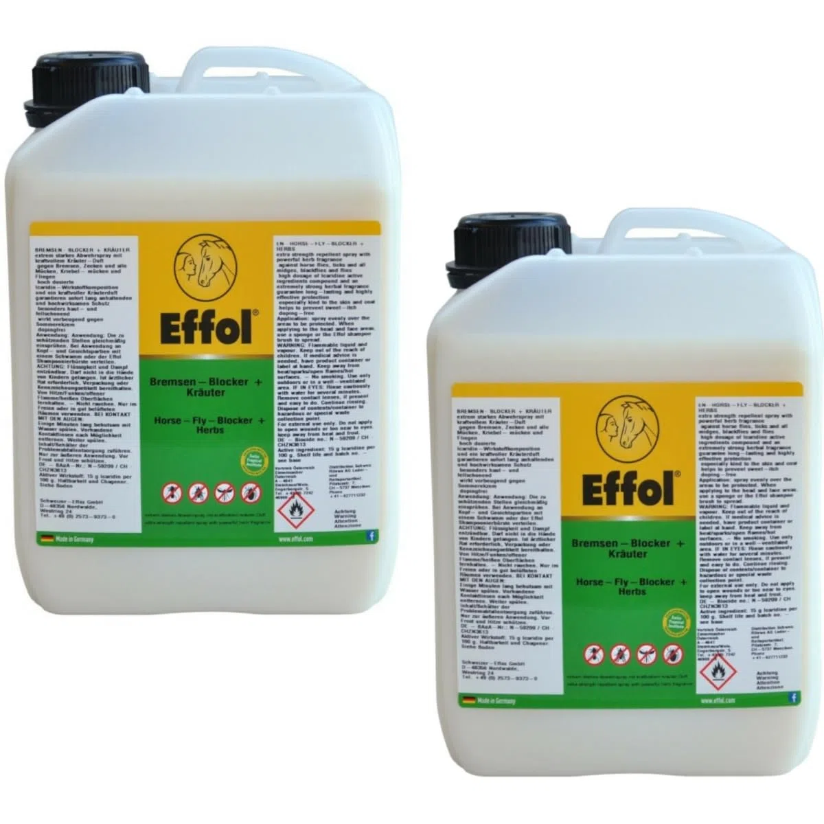 RL24 - Bremsen-Blocker+ Kräuter – 2 x 2500 ml Kanister (2er Set) | Pferde Fliegenschutz – Insektenschutz mit Kräuterduft – gegen Zecken & Mücken – dermatologisch getestet