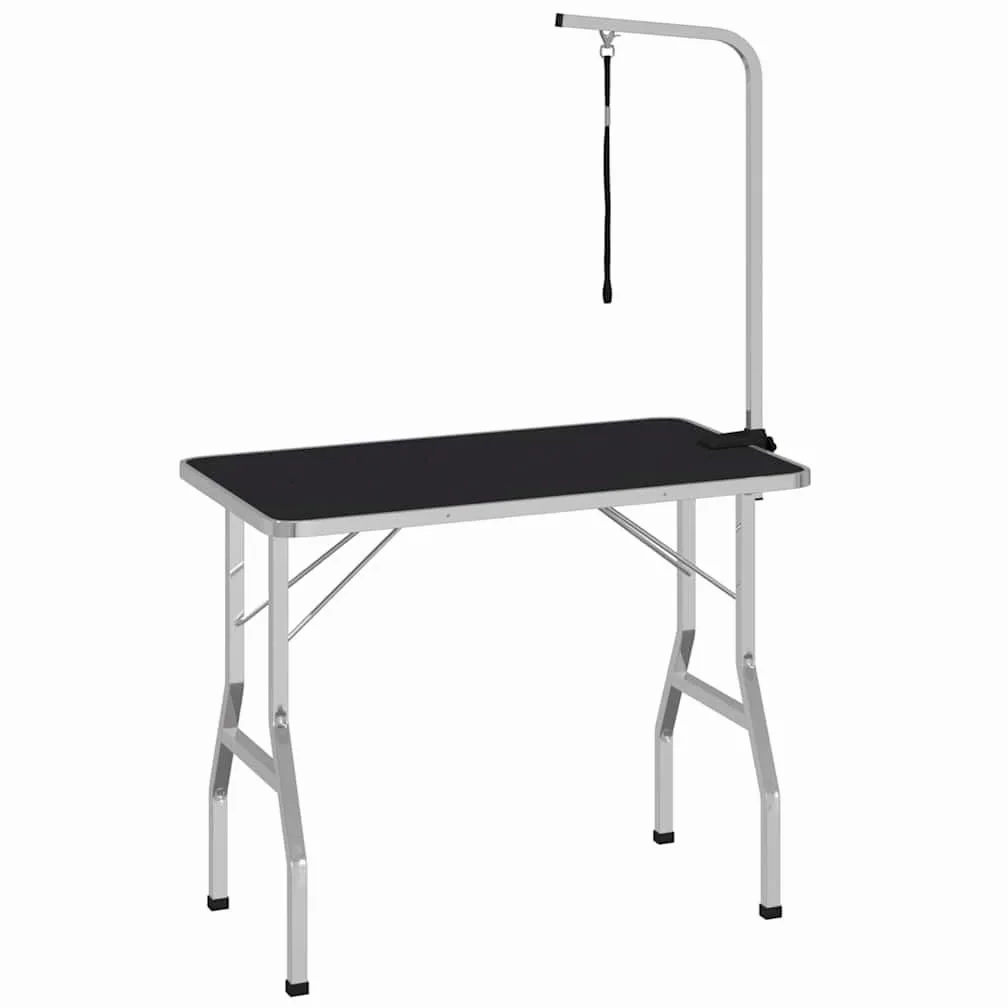 Trimmtisch Schertisch mit Schlinge für Hunde Katzen Klappbar, pulverbeschichteter Stahlrahmen, rutschfeste Gummi-Oberfläche, höhenverstellbar, 97 x 61 cm, belastbar bis 60 kg