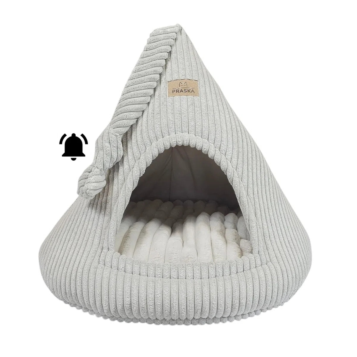 PRASKA Katzenhöhle mit verstecktem Spielzeug Handcraft - Katzenbett für Große Katzen - Rattle Cap Dunkelgrau Katzenhöhle & Hundehöhle für kleine Hunde Waschbar