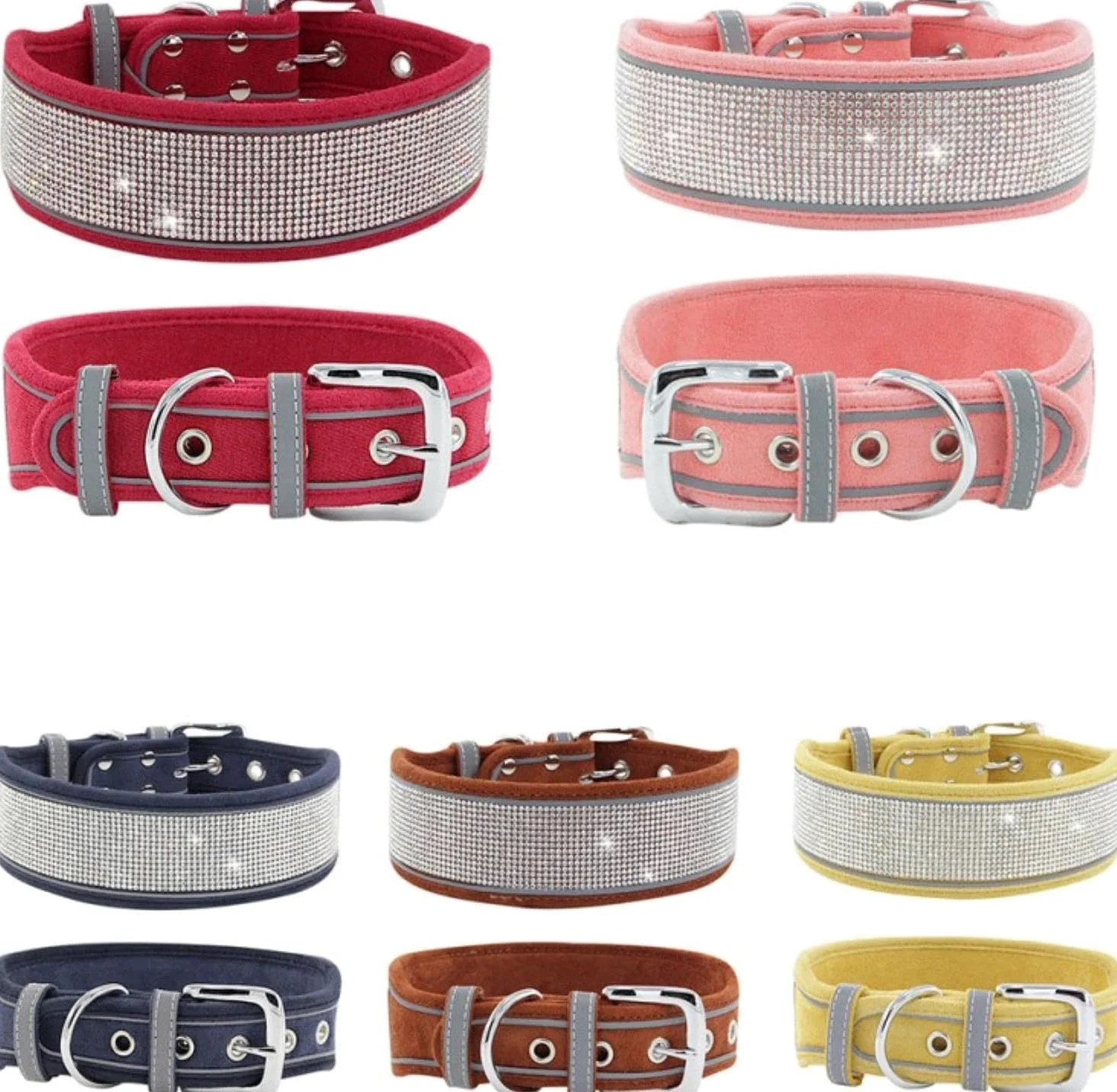 Hundehalsband, Luxuriöses Strasshalsband, weich und verstellbar, personalisiertes, reflektierendes Hundehalsband, glitzerndes, breites for kleine mittelgroße Hunde(Green,M)