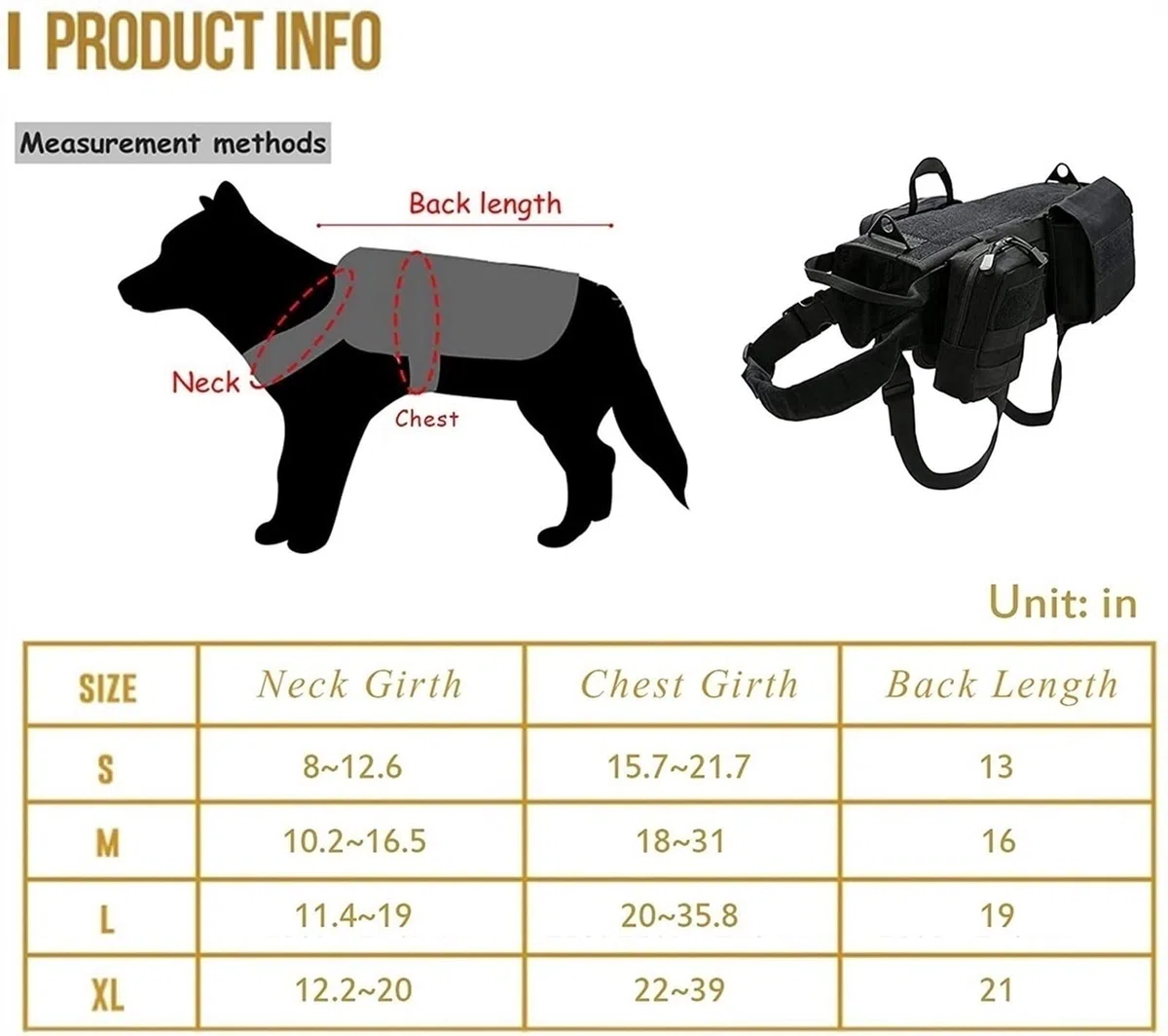 Taktisches Hundegeschirr Set mit Leine, verstellbare Weste im Militär-Stil, inklusive Aufbewahrungstaschen und Taschen für Outdoor-Training und Arbeiten