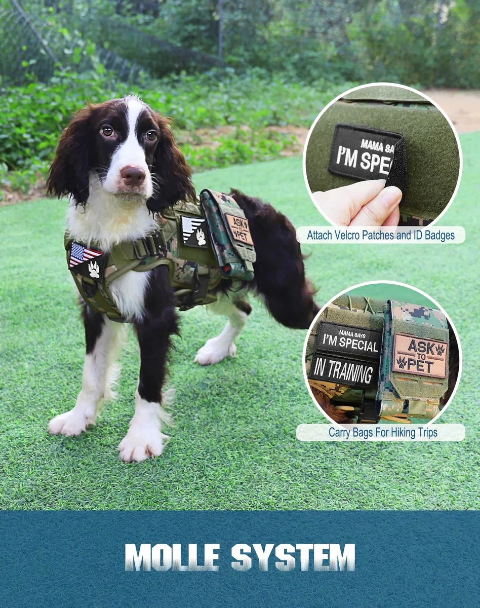 PETNANNY Taktisches Hundegeschirr – Service-Hundegeschirr, emotionale Unterstützung, ESA-Hundeweste mit Klettverschluss, Arbeits-Molle-Weste für Training Jagd