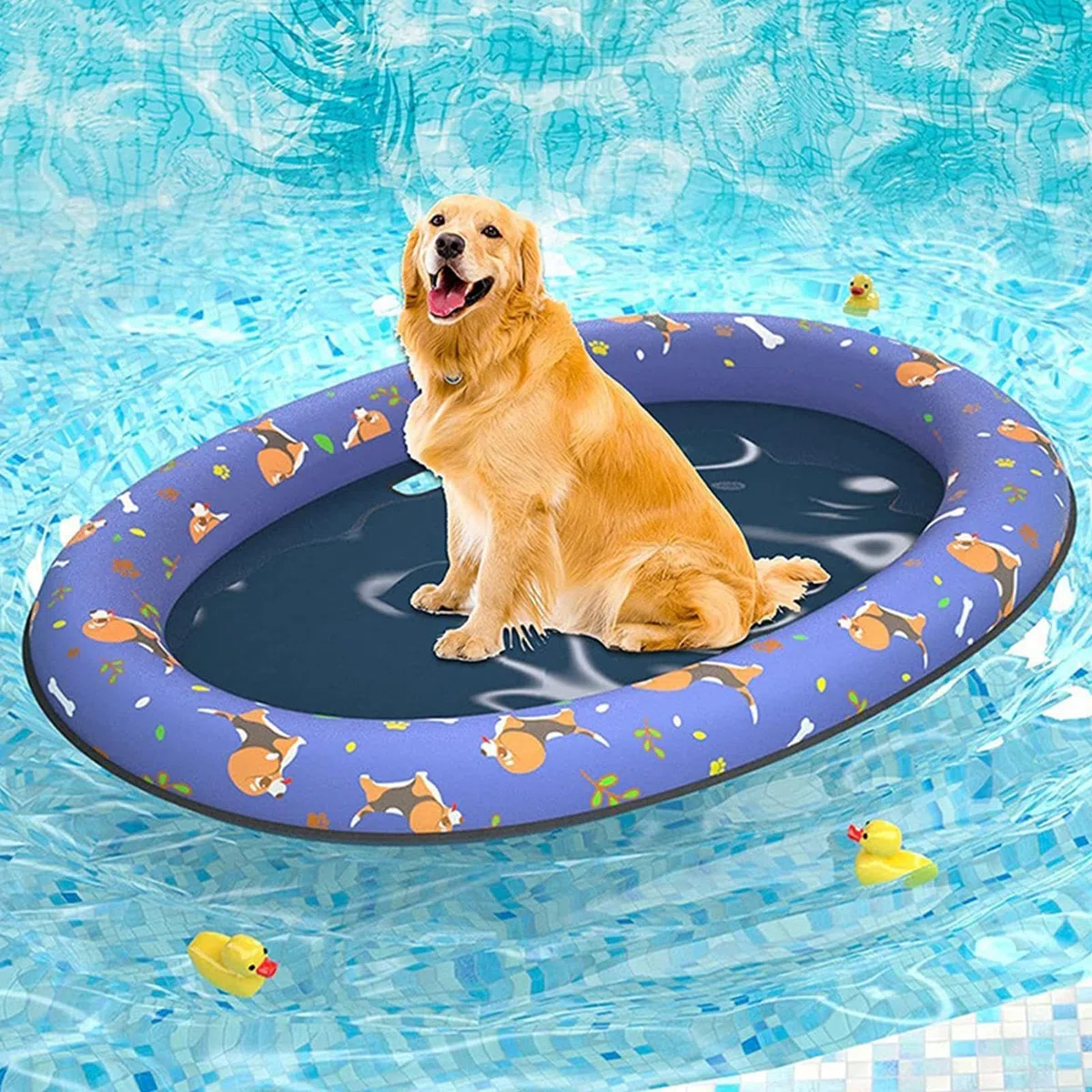 Hundepool Float | Reißfeste aufblasbare Haustier Floß für Hunde und Katzen | Schwimmen Wasserschwimmer für Sommer im Freien am See, Fluss, Strand, Teich