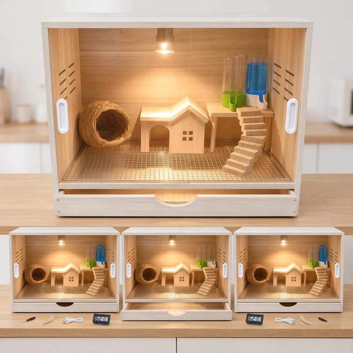 Brutkasten für Küken, Thermostatischer Brutkasten mit Schiebetür, Vogelzuchtbox für n, Nackter Käfig, Länge 60 cm - Breite 40 cm - Höhe 40 cm