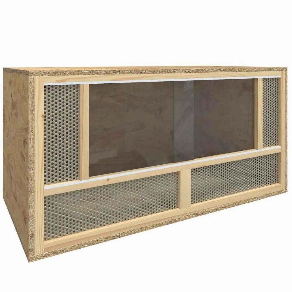 Terrarium Holzwerkstoff mit Glas und Stahl 80x40x40 cm Kleintier Käfig Gehege für Hamster, Meerschweinchen, Kaninchen mit Belüftung, Schutz, Indoor Outdoor Nutzung, Faltbar, Modular
