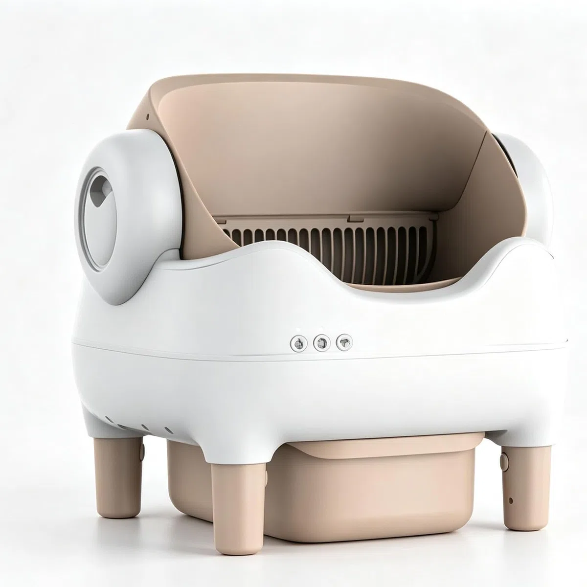 Automatische Offen-Katzentoilette mit Geruchsfilter, WLAN | Selbstschöpfende WLAN-Toilette mit Gewicht-Infrarot-Sensoren, zweistufige Geruchskontrolle, komplett zerlegbar