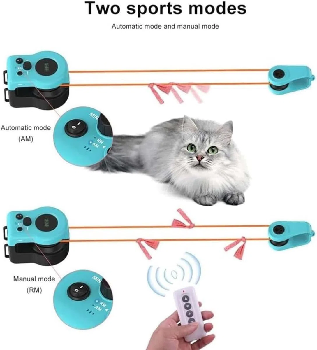Katzenspielzeug Selbstbeschäftigung, Interaktives Katzen Spielzeug, Federspielzeug für Katze Elektrisch, DIY Simuliertes Katzenjagdspielzeug, Katzen Laufband, Dualmodus, einstellbare Geschwindigkeit
