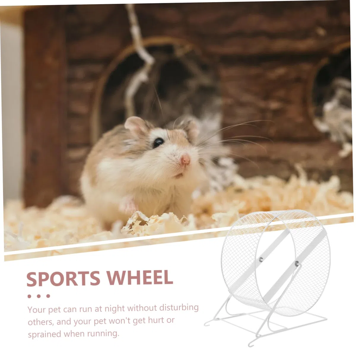 Happyyami Leises Hamsterlaufspielzeug aus Eisen mit Halterung Geräuschloses Laufrad für Hamster und Eichhörnchen Übungsgerät für Kleintiere Weiß