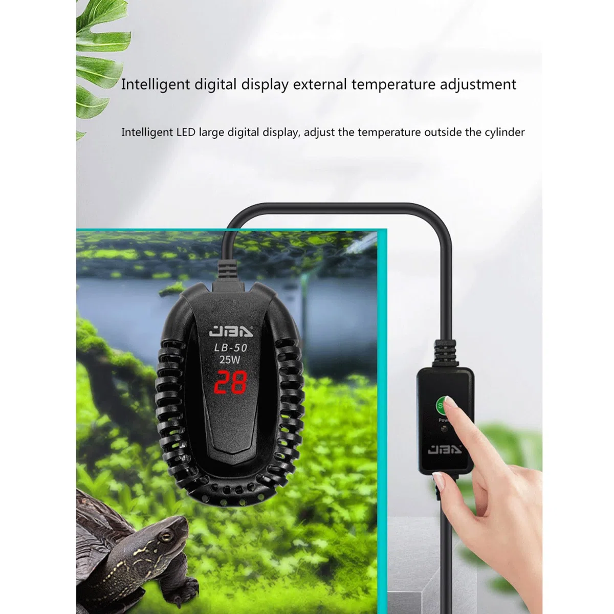 Heizstab für Aquarien, automatische konstante Temperatur, Mini-Schildkröten-Wärmestab, geeignet für niedrigen Wasserstand, 25 W (50 W)
