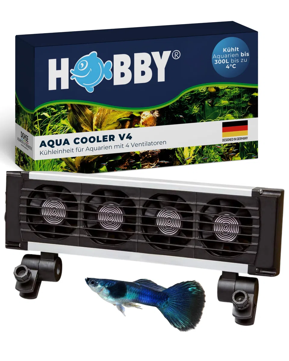 HOBBY Aquaristik Aqua Cooler V4 Kühleinheit für Aquarien bis 300L leise Aquarienkühlung 4 Ventilatoren Temperaturkontrolle