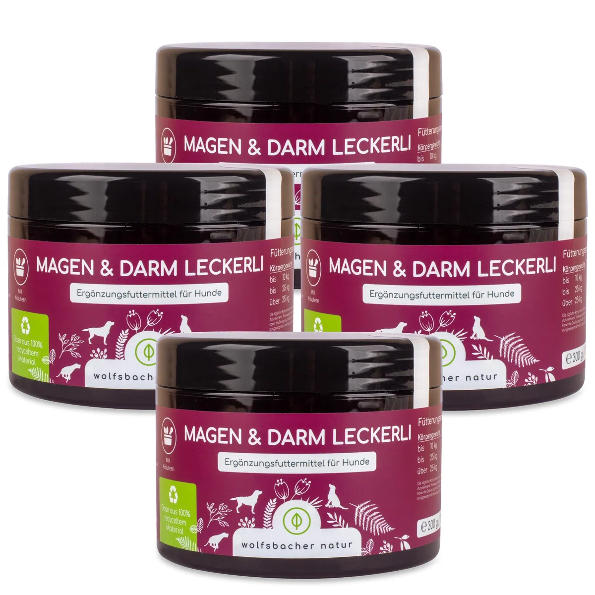 Verdauungs-Snack für Hunde | Magen & Darm Leckerli 4 x | Leckerlis mit präbiotischer Hefe & Kräutern | Rein natürlich, Unterstützt Darmflora & normalen KOT