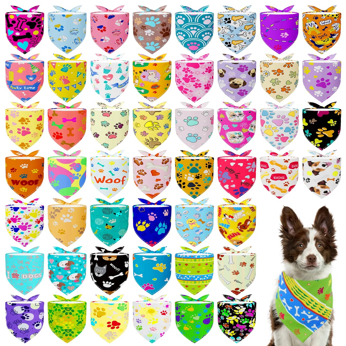 Hundehalstücher, groß, 84 cm, für extra große Hunde, Mädchen, Jungen, mit Pfotenabdruck, Dreieck-Lätzchen, Kopftuch, Schal, Webkante, Nähkante, Fellpflege, Kostüm, 200 Stück