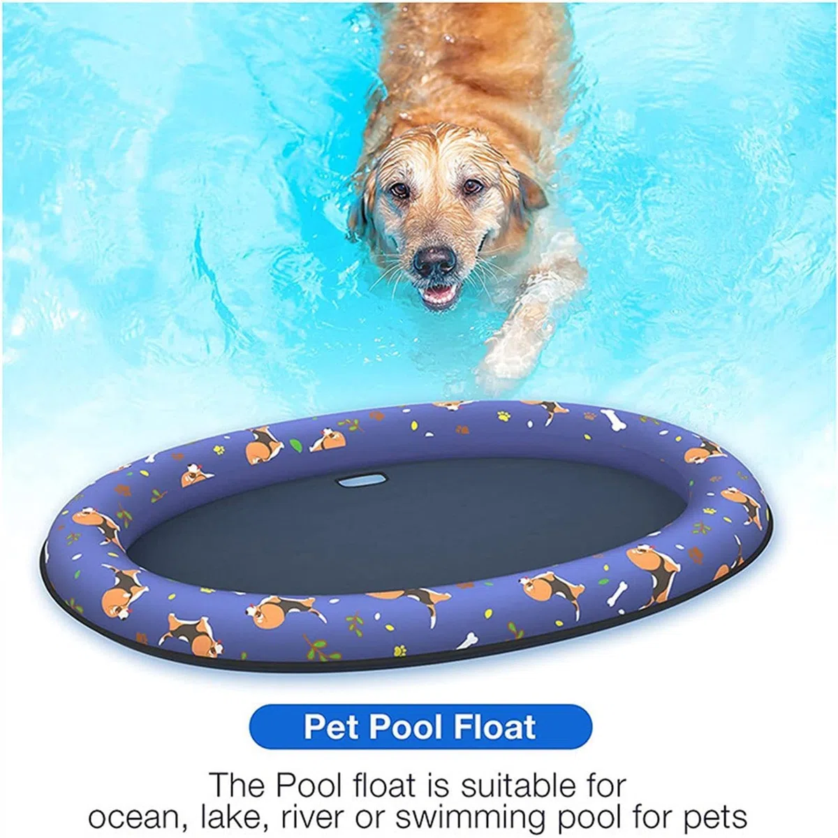Hundepool Float | Reißfeste aufblasbare Haustier Floß für Hunde und Katzen | Schwimmen Wasserschwimmer für Sommer im Freien am See, Fluss, Strand, Teich