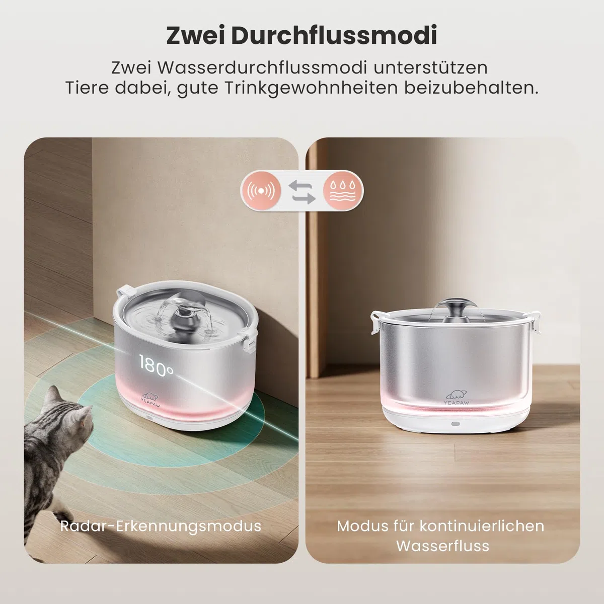 Katzenwasserbrunnen All-in-One Filter Edelstahl Eimer & Schüssel Kabelloser Haustier Wasserbrunnen 2.5L Wasserbrunnen für Katzen Indoor Spender Leicht zu reinigen BPA Frei Weiß