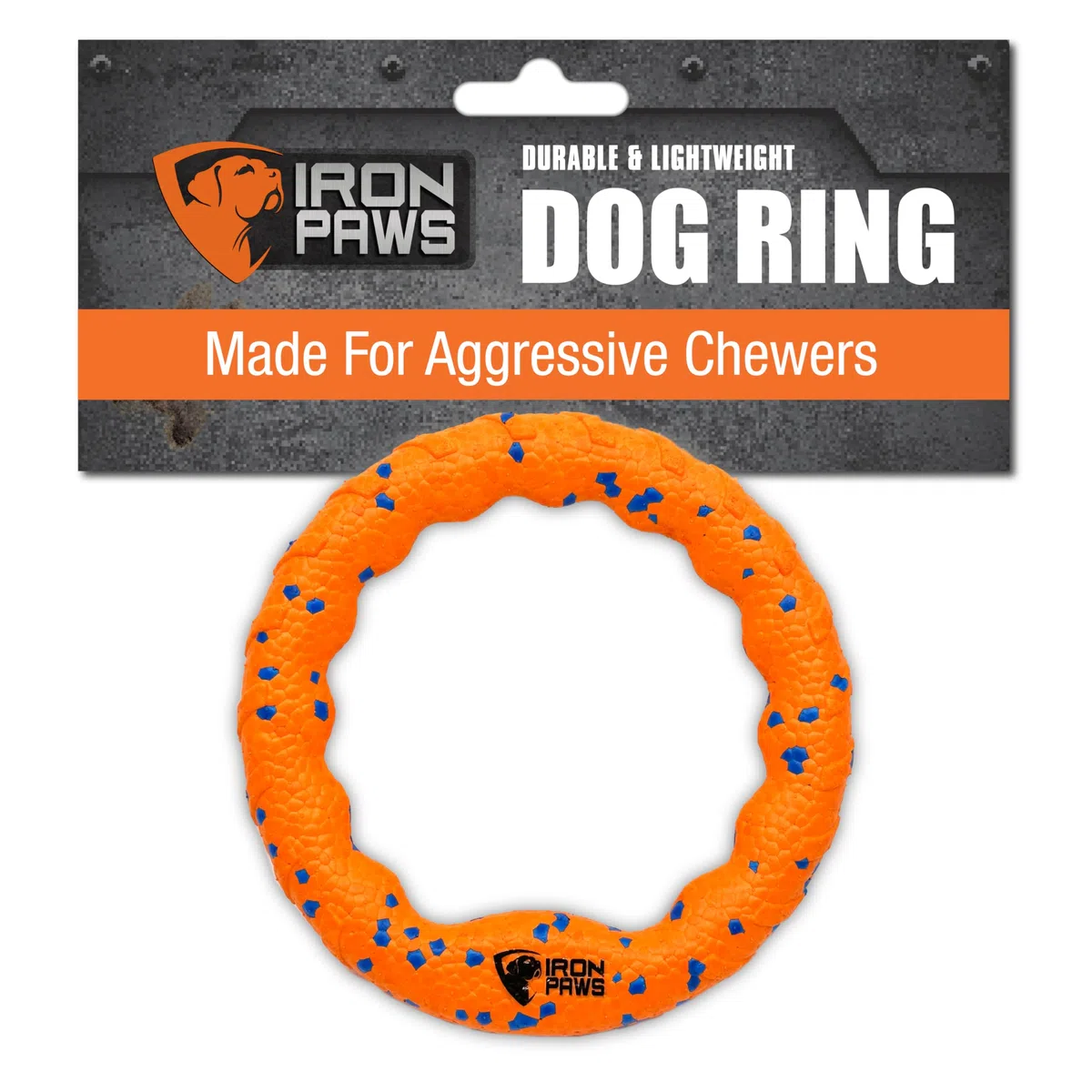 Iron Paws Unzerstörbares Hundespielzeug mit Ringen, robust, für aggressive Kauer, Apportieren und Tauziehen, Orange