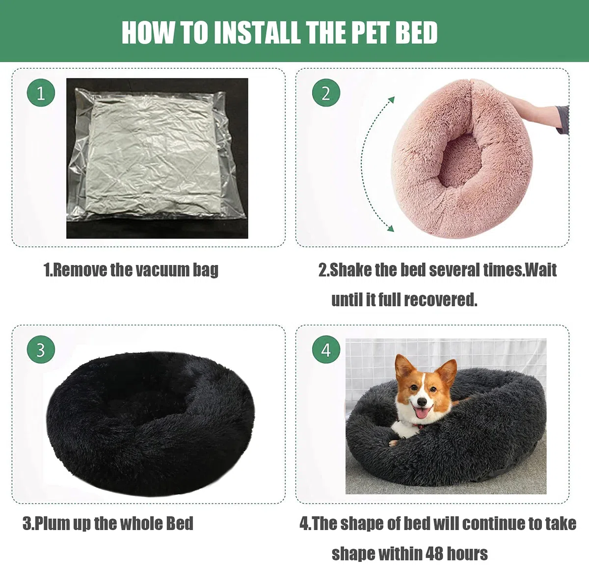 Donut Rundes Plüsch Hundebett Flauschig Waschbar Hundebett für Hunde Katzen Antistress Wolke Plüsch Hundebetten Hundekissen Hundesofa Katzenbett Farbverlauf Regenbogenfarbe 120cm