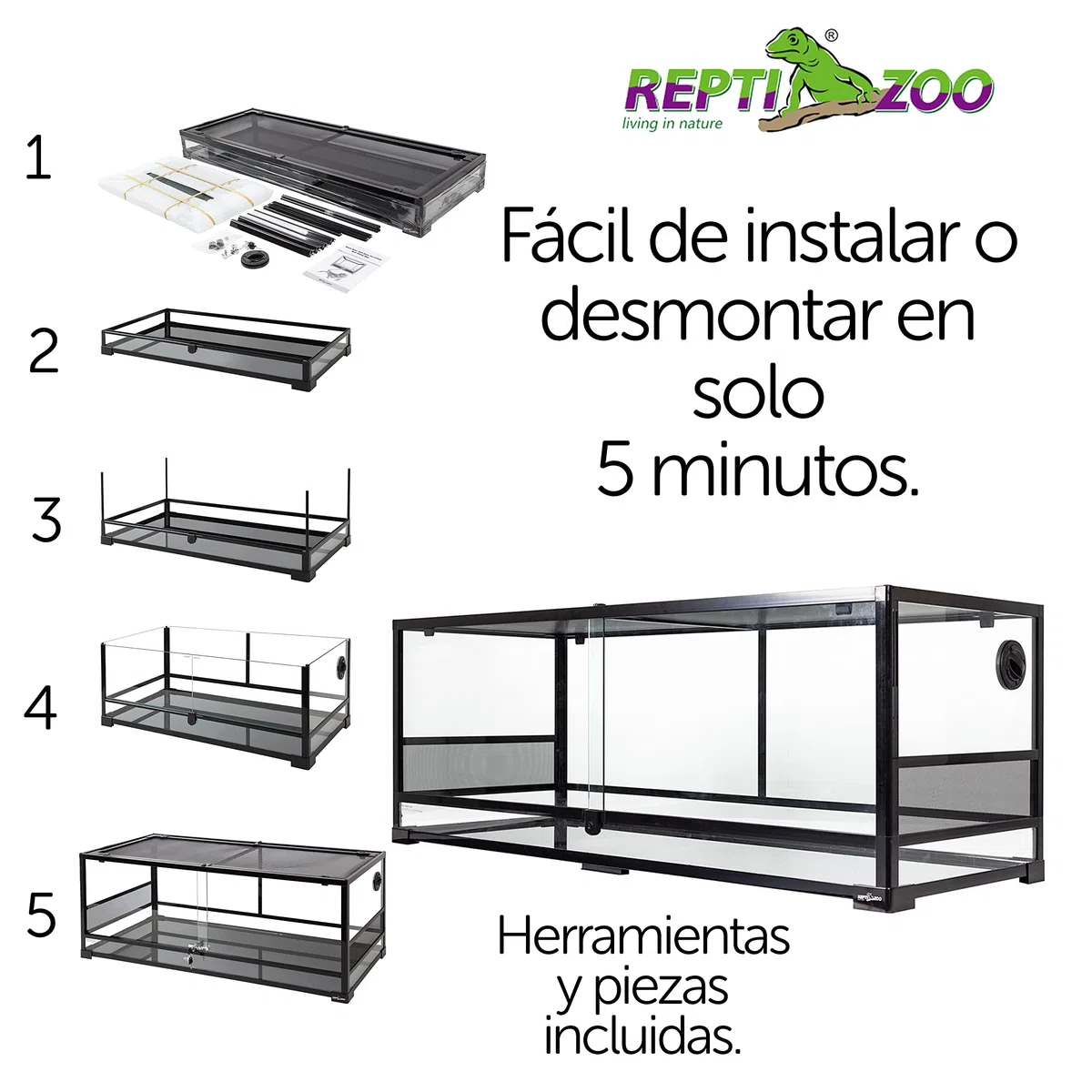 ReptiZoo Glas-Terrarium 120x45x45 cm, zerlegbar - verschickbar! RK0222