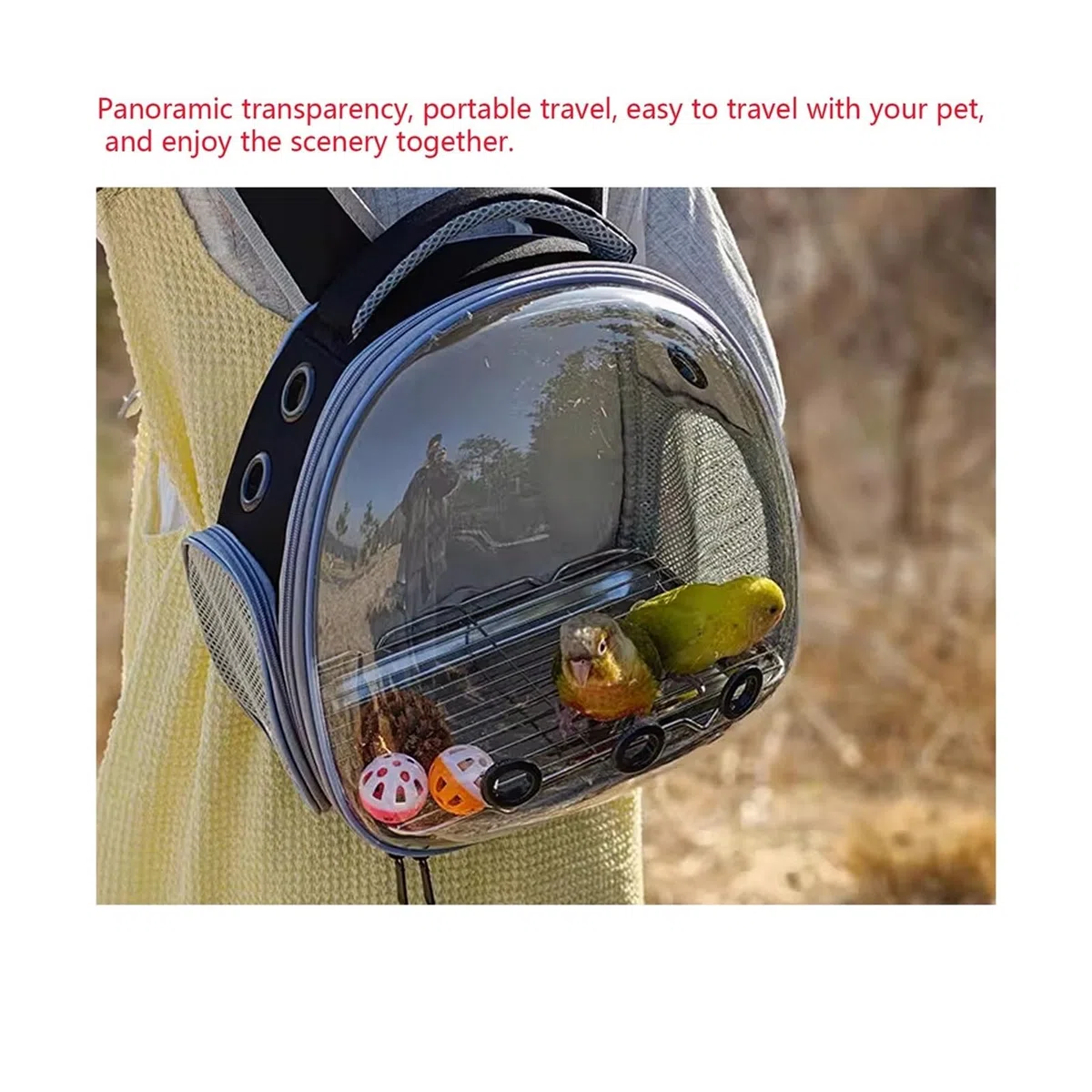 Rucksack für Papageien, Vogelkäfig, doppelte Schulter, transparent, Outdoor-Tasche, atmungsaktives Design für bequemen Papageientransport