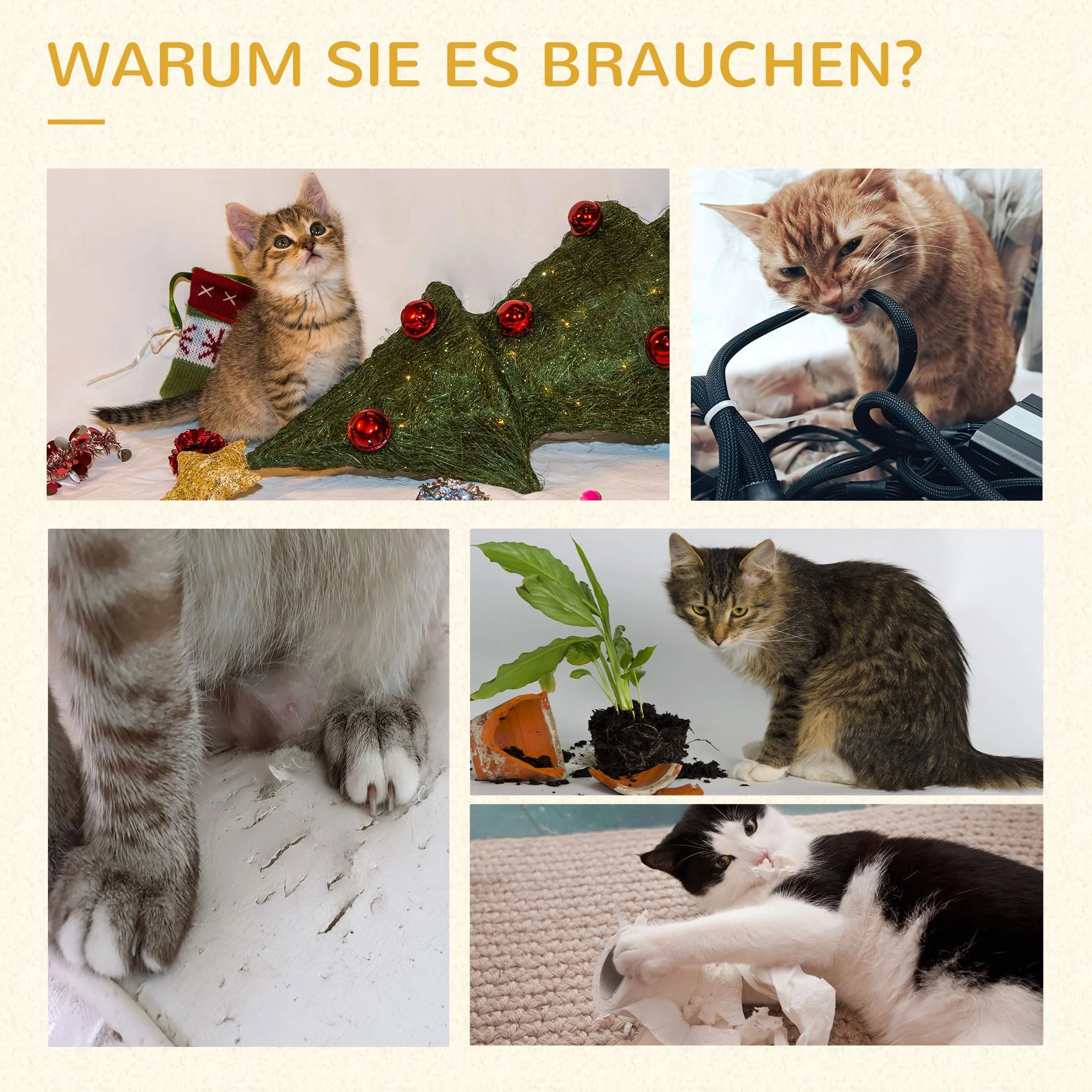 PawHut Kratzbaum 109 cm mit Kratztonne für Katzen unter 5 kg Weiß+Grau | Katzenbett, Sisalstämme, Mehrstöckiger Katzenkratzbaum, Kletterbaum