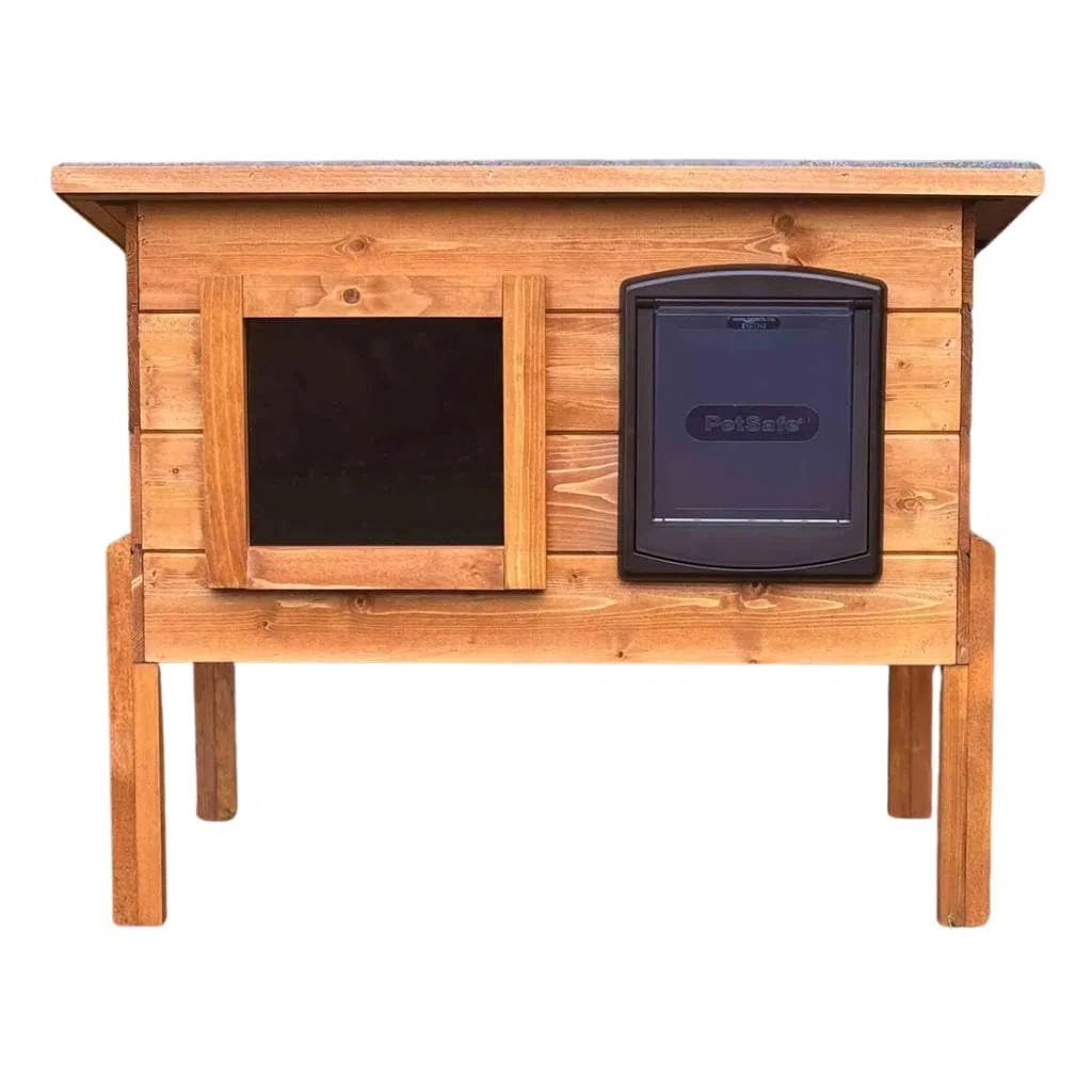 The Hutch Company Outdoor-Katzenhaus mit Isolierung für Freigängerkatzen – Wetterfestes Katzenhaus für draußen und drinnen mit natürlicher Wärmeregulierung – Fertig montiert