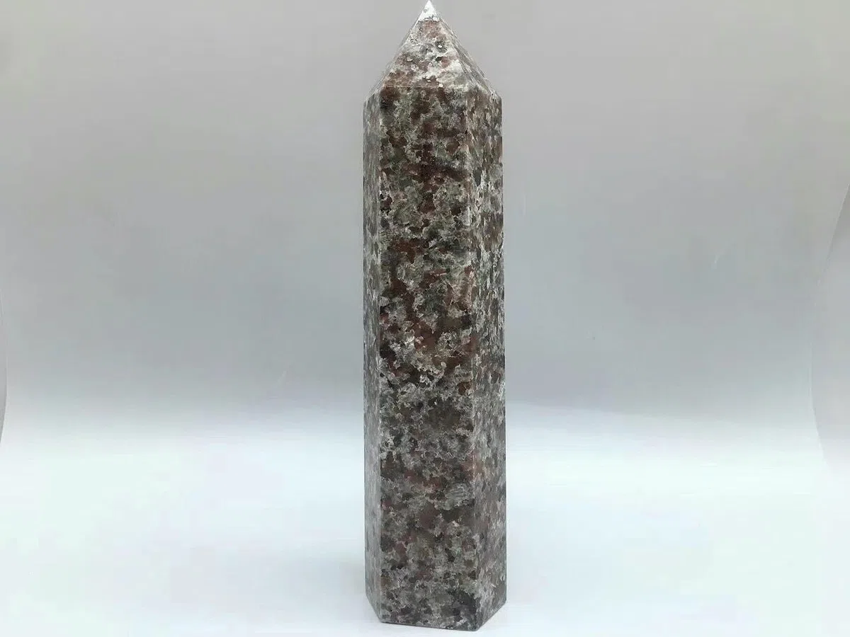90 mm natürlicher Flammenstein, einspitzige Säule, Raumdekoration, Heimdekoration, Aquarium-Dekoration, natürliche Dekoration (Größe: 8–9 cm)