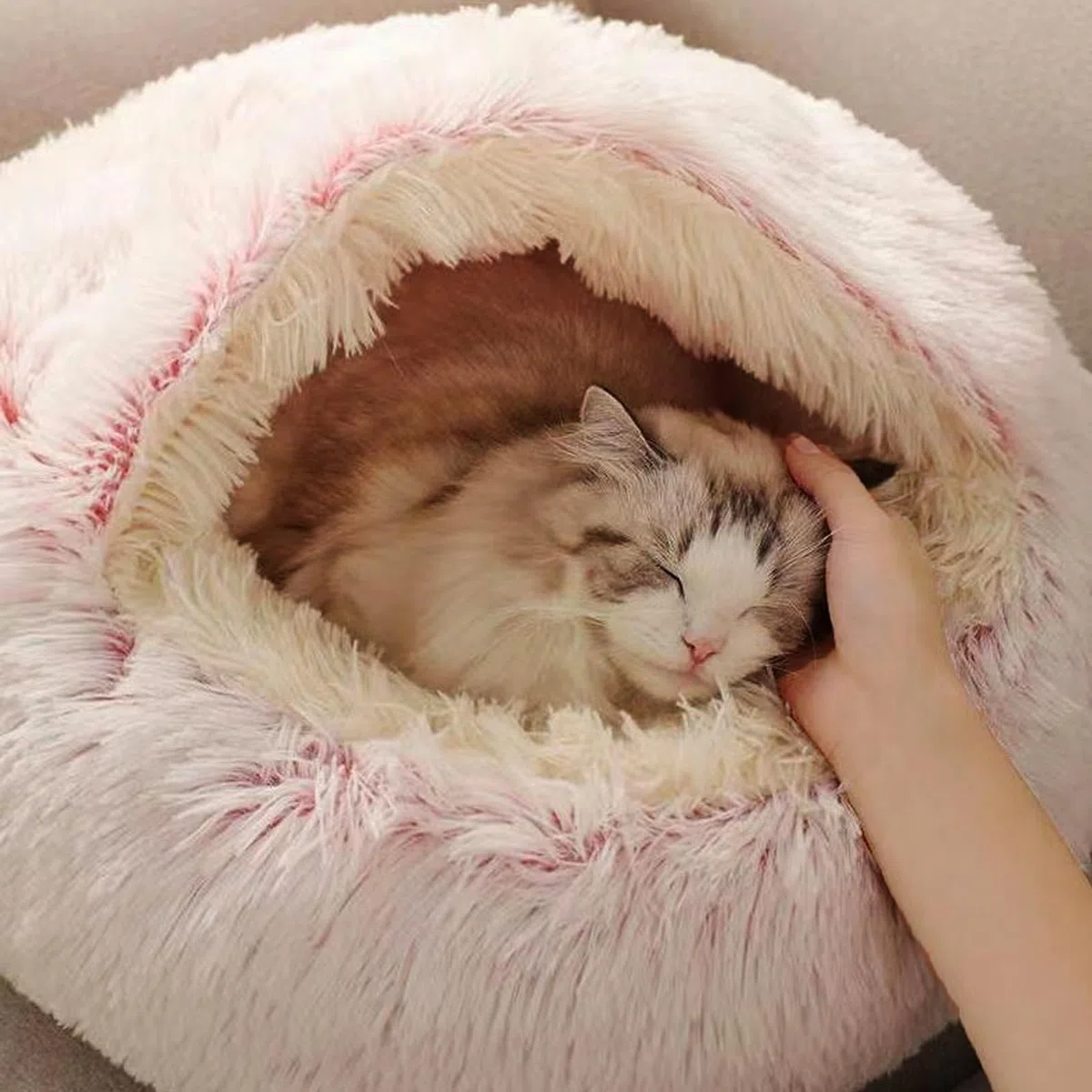 Hundebett mit Höhle, kuschelige Plüsch-Haustierhöhle für Hunde, Winterwärme, 66 cm Größe