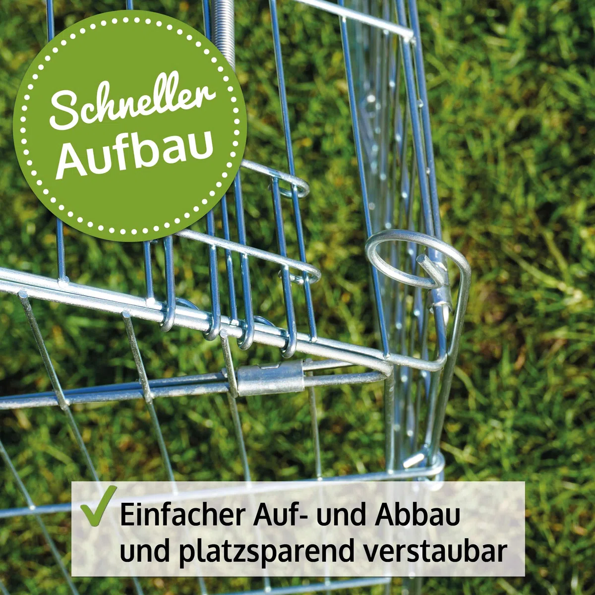 zooprinz Mobiles Außengehege mit Satteldach und Sonnenschutz | Für Hühner und Kaninchen im Garten, wetterfestes stabiles Metall, platzsparend verstaubar, 2 Größen zur Wahl