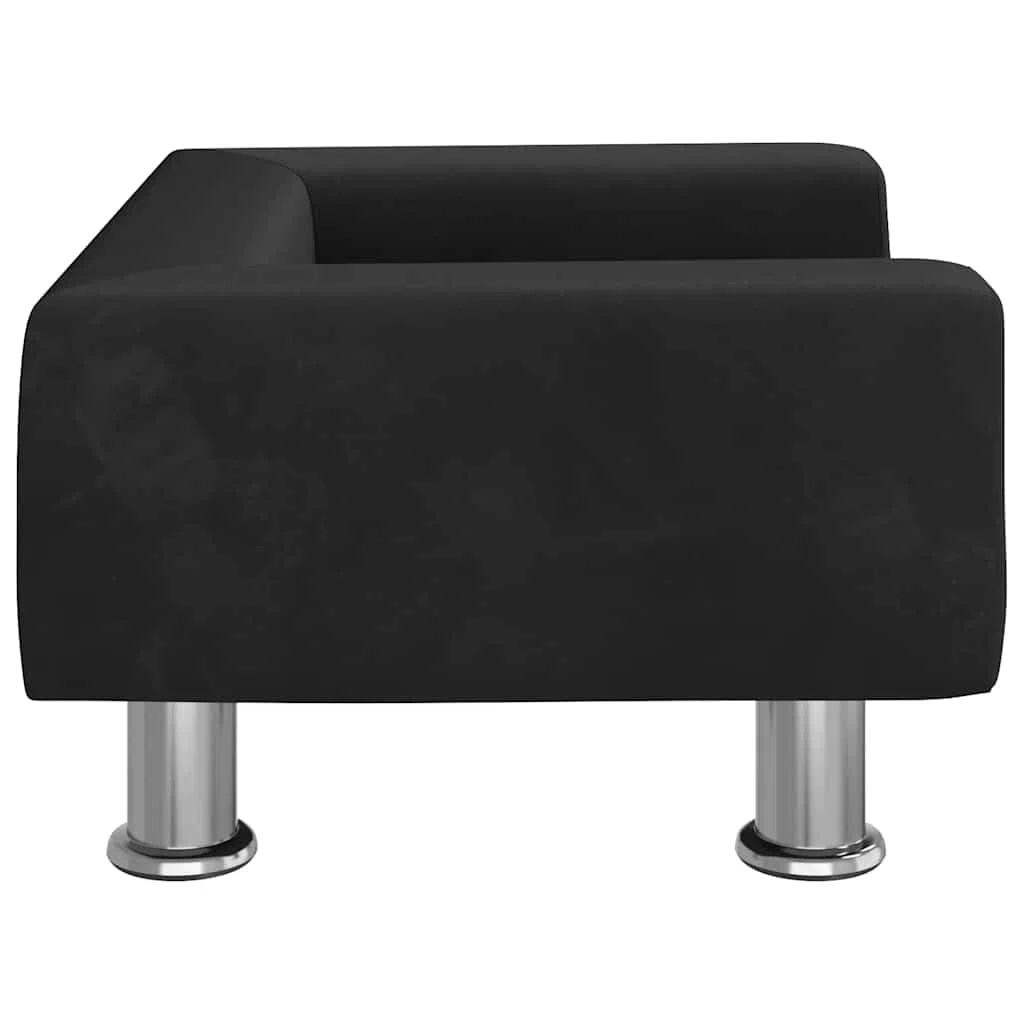 Hundesofa Samt Schwarz 50x40x26,5 cm | Massiv Kiefernholzrahmen, 4 Stahlfüße, für Wohnzimmer und Schlafzimmer