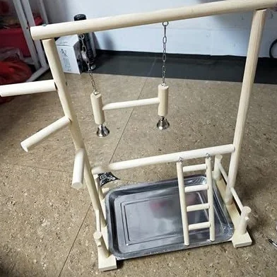 Liudan Papageispielstände mit Tasse Toys Tablett Vogel Swing Klettern Hängende Leiterbrücke Holz Cashatiel Spielplatz Vogelperches