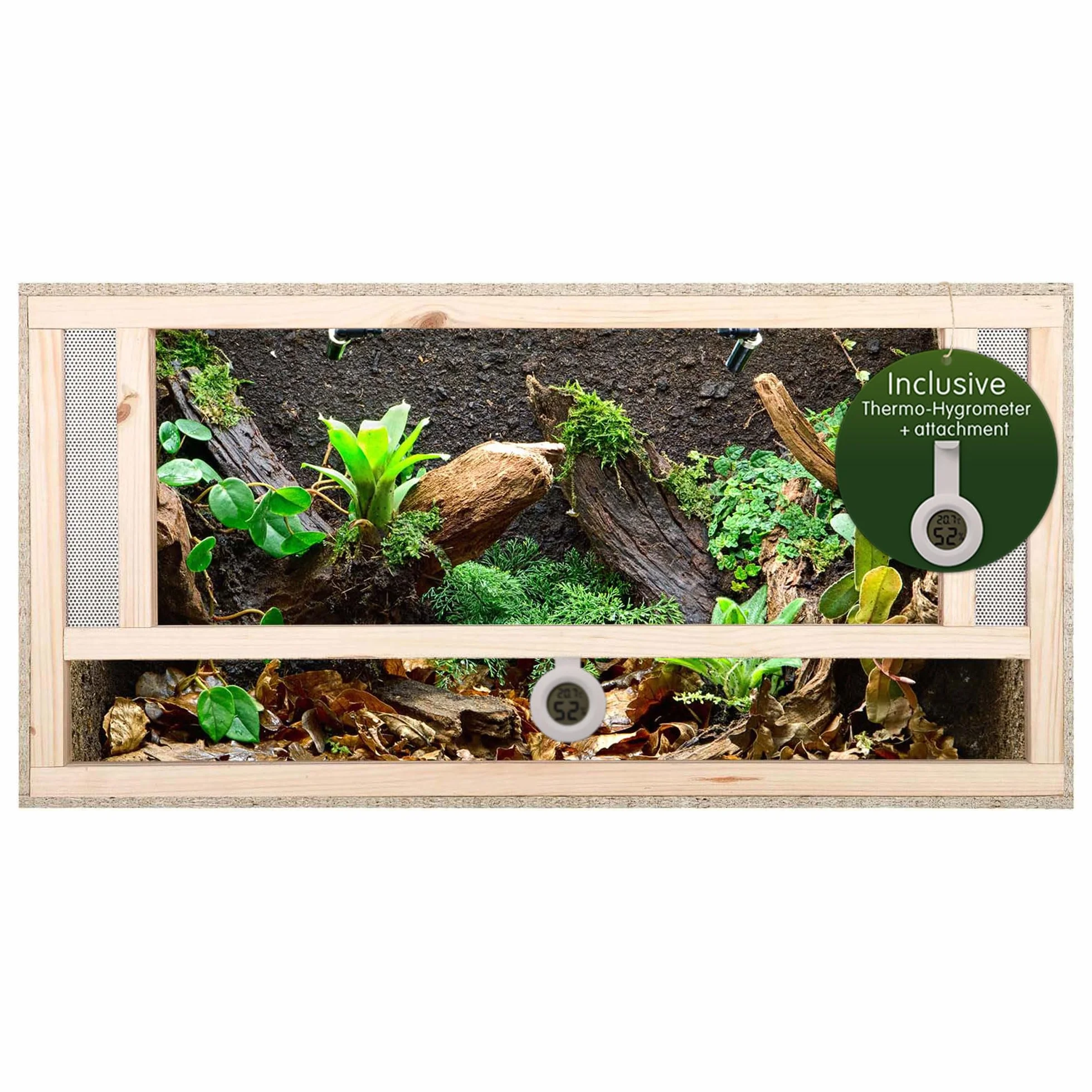 Repiterra Terrarium Reptilien & Batracien aus OSB-Holz, 80 x 50 x 50 cm, Vivarium mit Belüftung auf der Vorderseite für Schlange, Schildkröte und andere