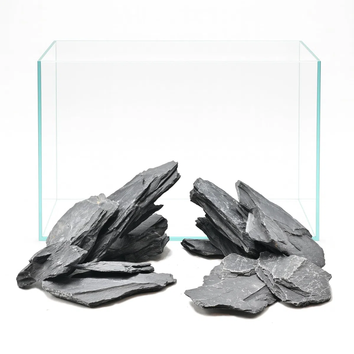 Aquarium-Steine, 9 kg, natürliche Schiefersteine, 5,1 - 20,3 cm, schwarze Steine für Aquarium, Terrarien, Reptilien, Aquascaping, Amphibien, Vivarien, Paludarium, Garten, Landschaftsbau