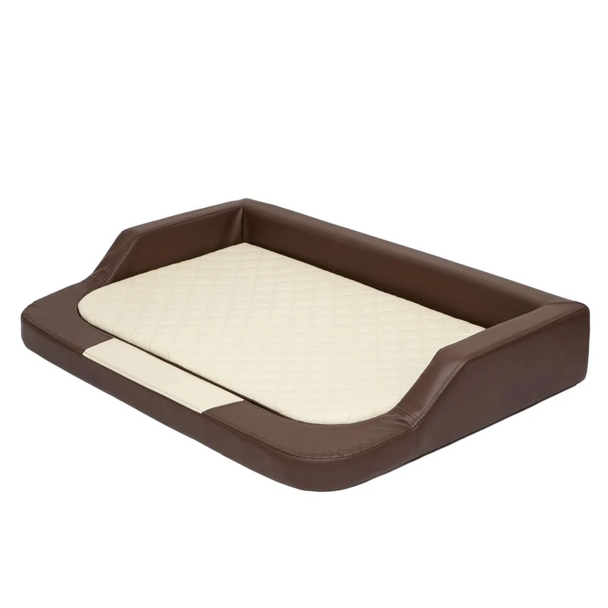 orthopädisches MEDICO Lux Hundematratze ÖKOLEINEN, Hundebett für Kleine, Mittlere, Große Hunde - Robustes, wasserdichtes Hundekissen, ergonomisches Tierbett - 120x80x19 cm Braun mit beige