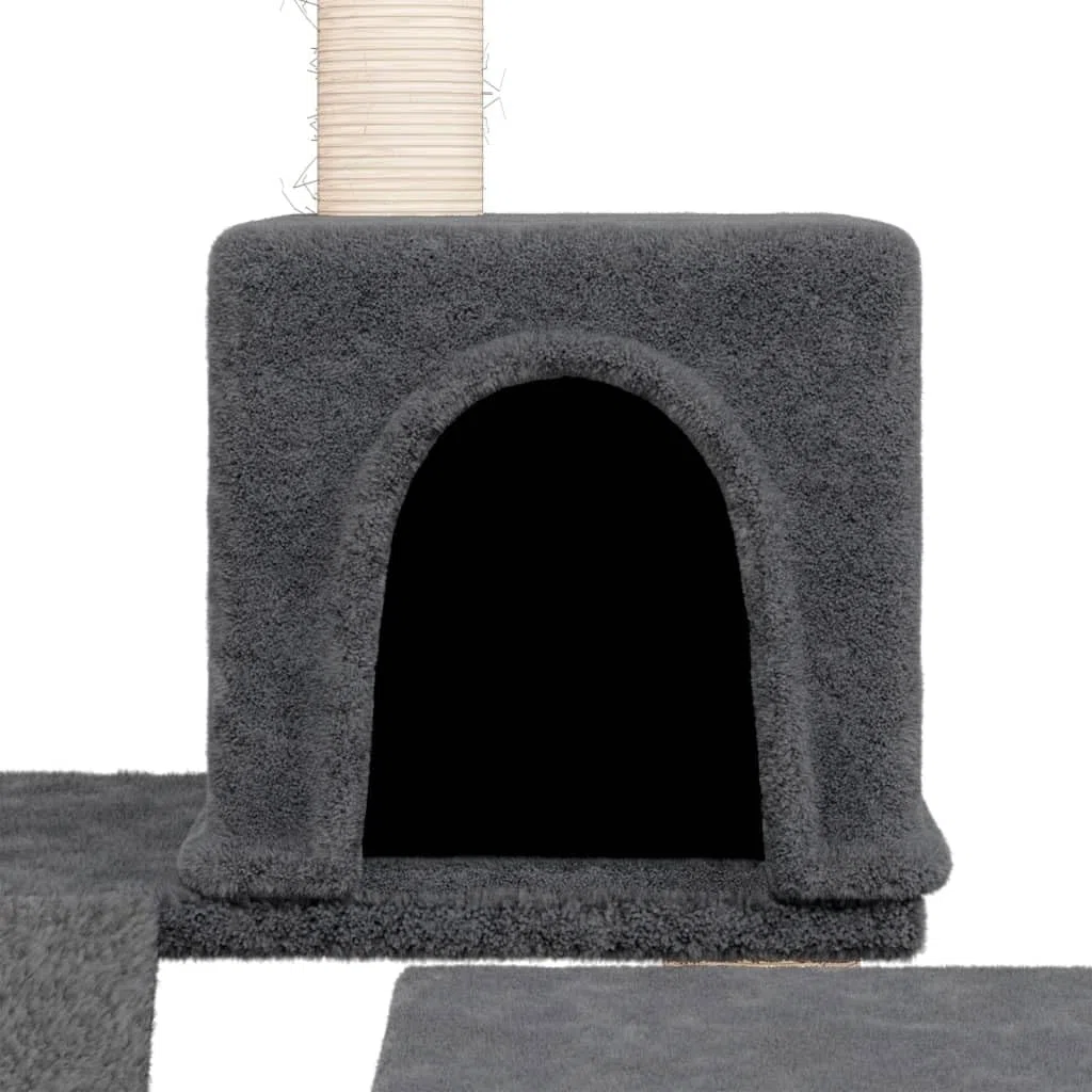 Kratzbaum mit Sisal-Kratzsäulen und Plüschbezug, 82 cm hoch, Katzenbaum mit Höhle, Hängematte, Plattform und Leiter für Klettern, Kratzen, Spielen und Ruhen in Wohnung oder Balkon