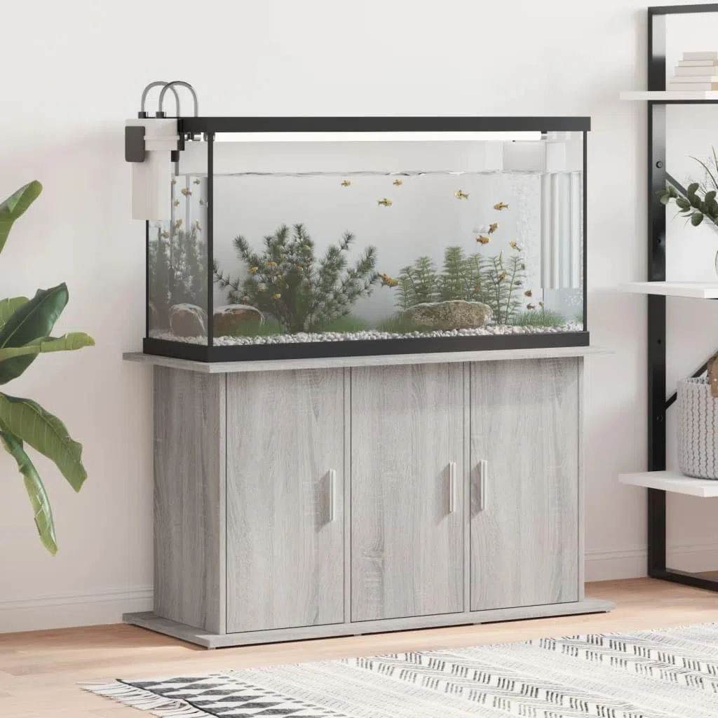 vidaXL Aquariumständer, Aquarium Unterschrank mit viel Stauraum, Aquarium Tisch mit Stabiler Oberplatte, Aquariumschrank Aquarium Halter, Grau Sonoma Holzwerkstoff