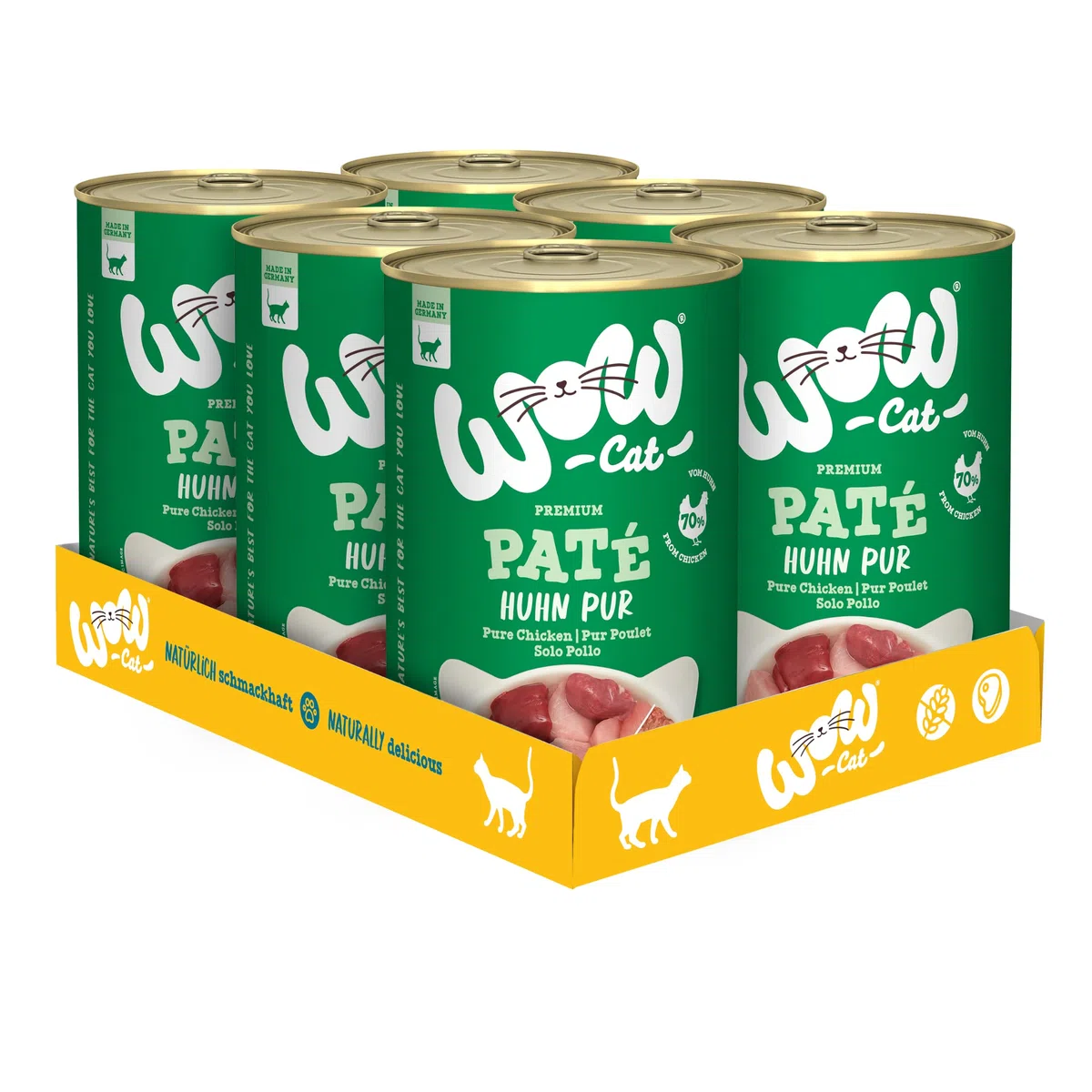 WOW Cat Adult Nassfutter Paté Huhn Pur 24 x 400g | ohne Getreide