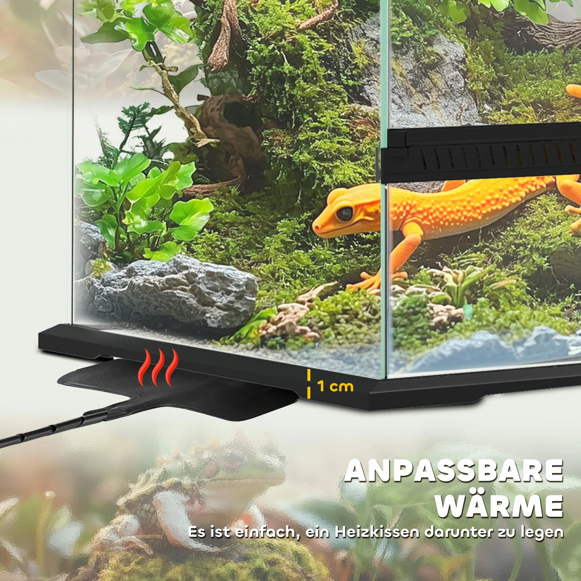 PawHut Terrarium für Reptilien Reptil Fütterungsbox mit Anti-Flucht-Design, Belüftung 120L Glasterrarium mit Kabelmanagement für Amphibien Spinne Metall Schwarz 45 x 45 x 60 cm