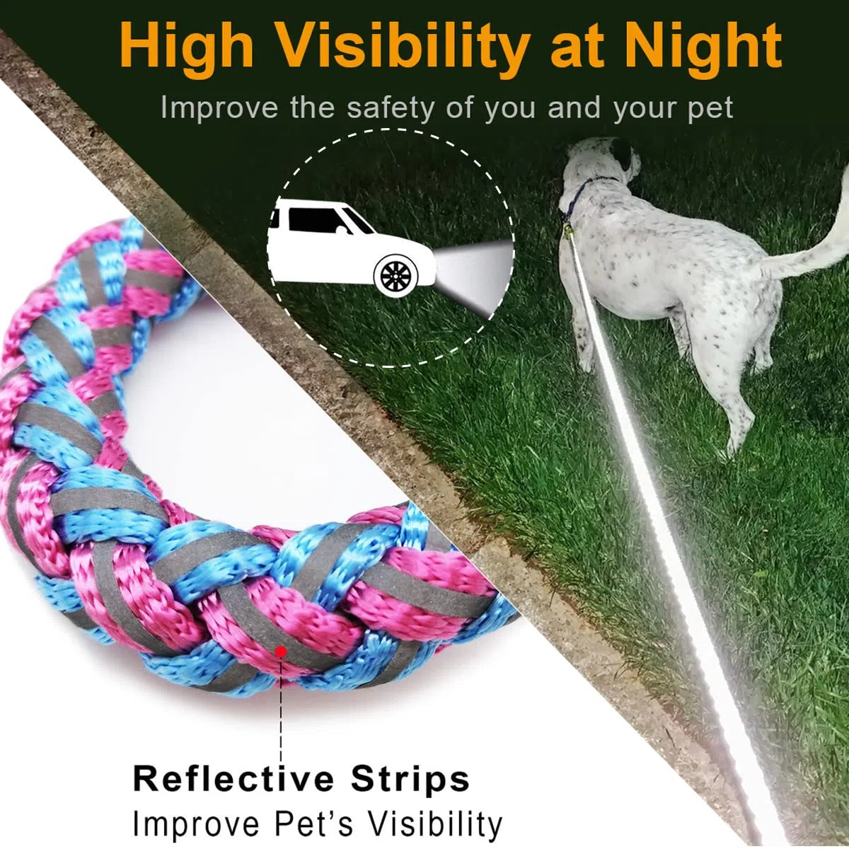 Hundeleine mit reflektierendem Nylon, Hundeleine für mittelgroße und große Hunde