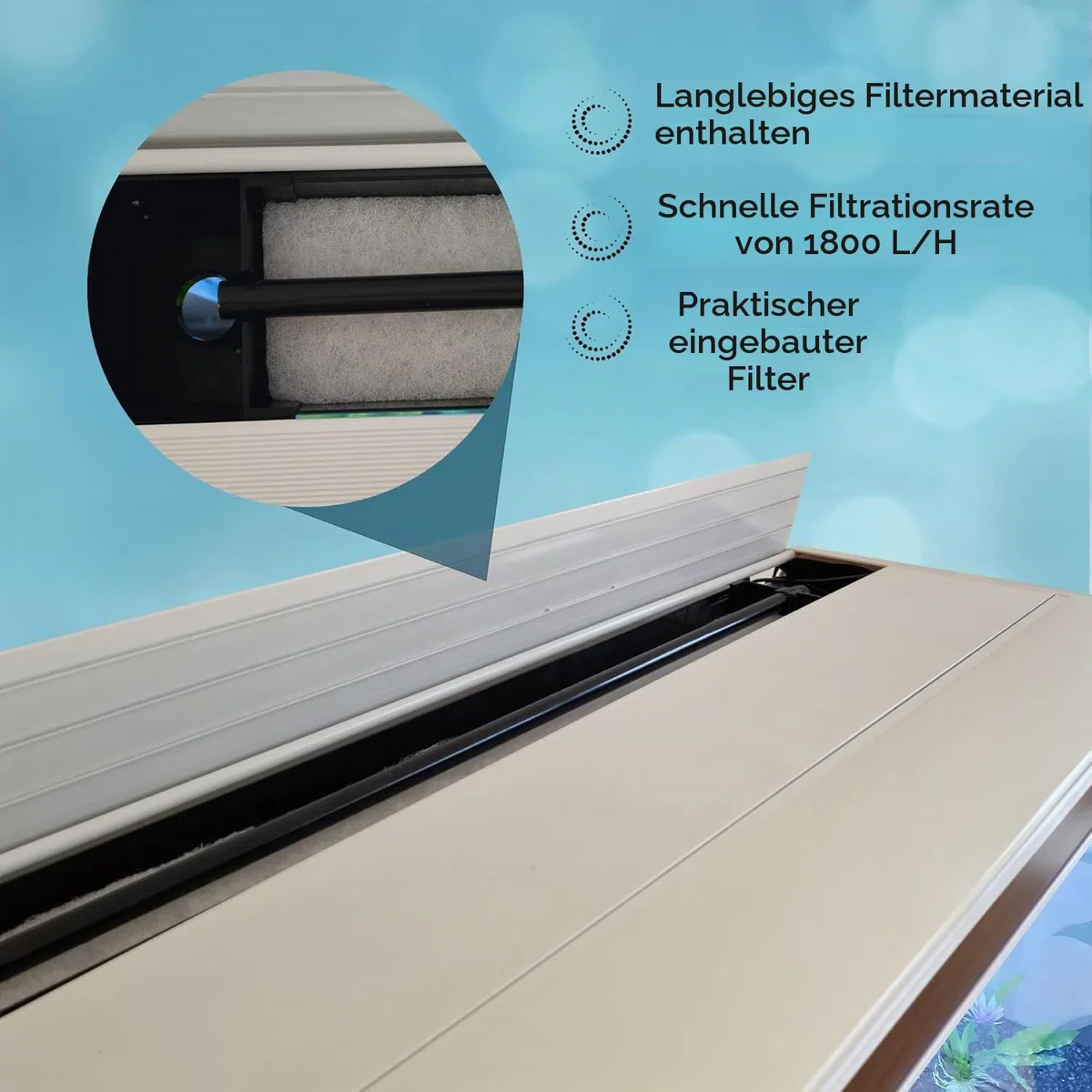Monster Shop Aquarium 300 L Weiß - Vollständiges Starter-Set mit Aquarium, Unterschrank, Kies und Hintergrund - Ideal für Fische - Glas - 143,5 cm H x 120,5 cm B x 39 cm T