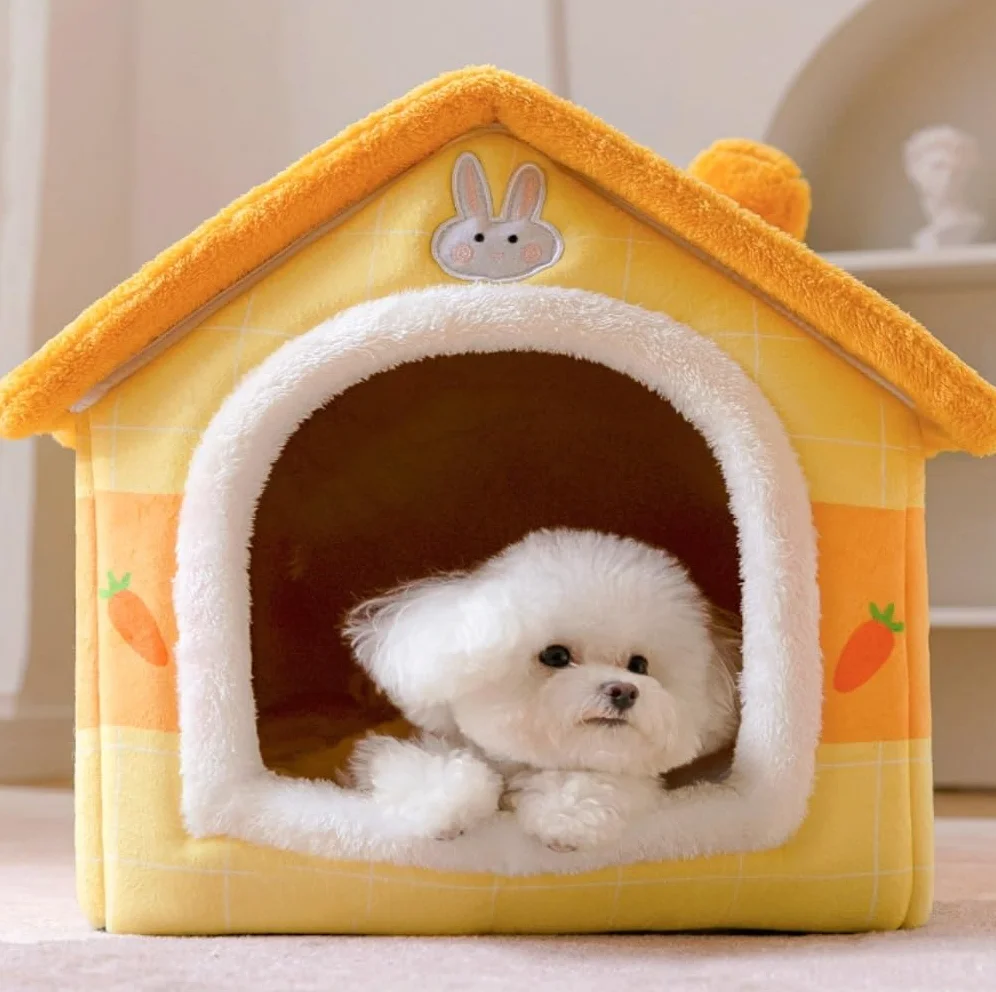 Hundebett Katzenbett Haustierbett Haustierbett, Weich, Lang, Plüsch, Hellrosa, Katzenbett, Rundes Katzenbett, Haus, Rundes Haustier-Hundebett Für Kleine Hunde, Katzennest Hundesofa Hundekorb ( Color :
