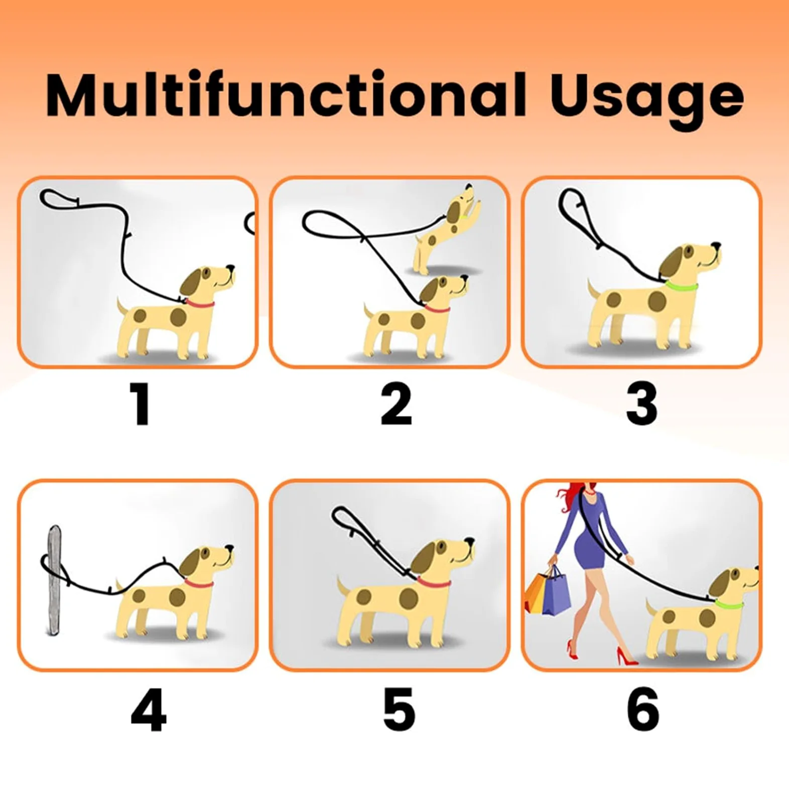 7 in 1 Nylon Handfreier Hundegurt for Spazierengehen Doppelhaken Multifunktionaler Hunde-Doppelgurt Joggingleine Hunde(Black,L)