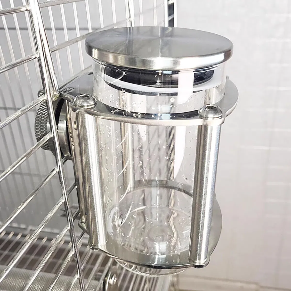 Wasserspender für Vögel und Kleintiere, Edelstahl, tropffreies Design, hängende Käfig-Wasserflasche für Papageien, Kaninchen und Nager
