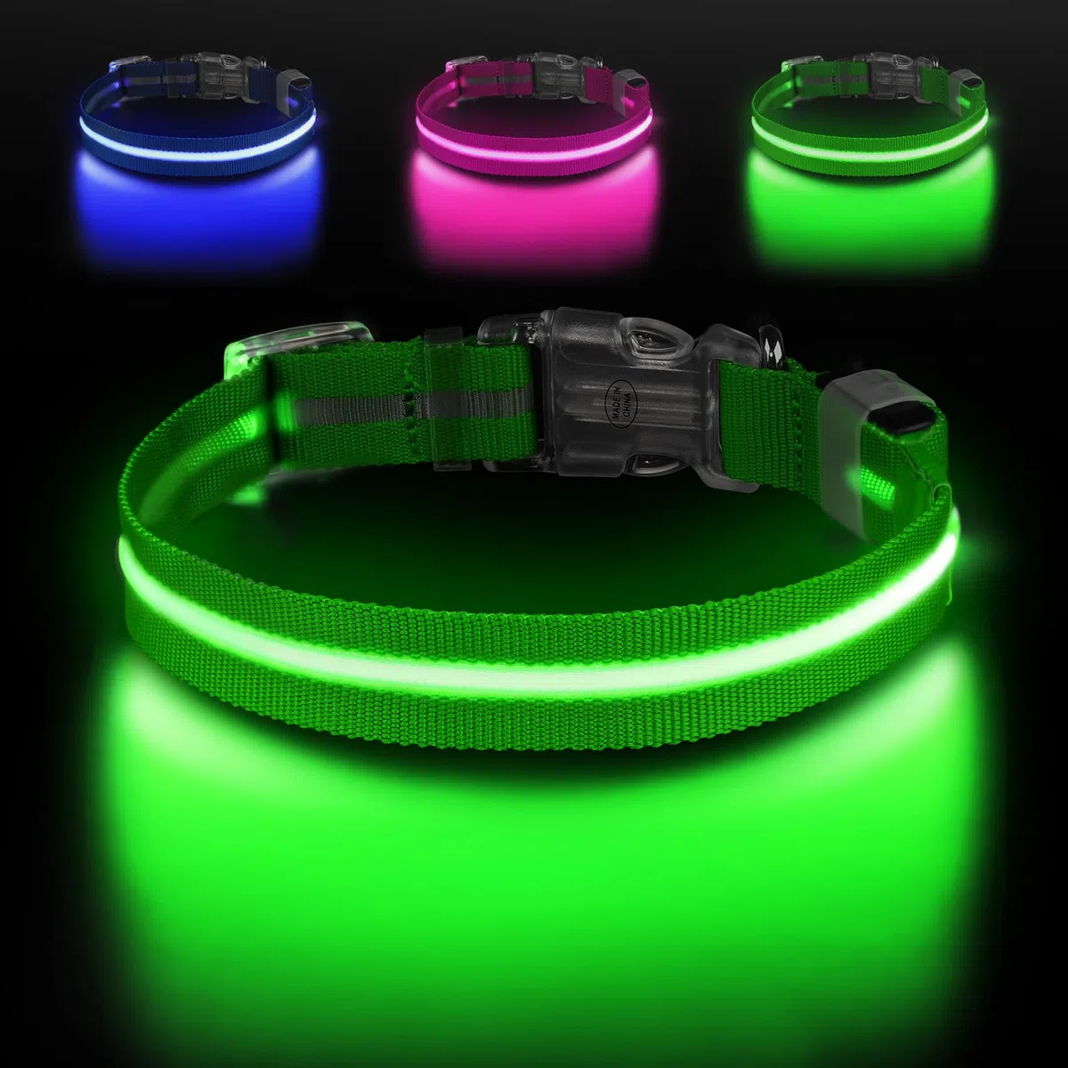Leuchtendes Hundehalsband für nächtliche Spaziergänge, USB-C-wiederaufladbares LED-Hundehalsband, leuchtet im Dunkeln, wasserdicht, leuchtendes Halsband, verstellbar mit 3 Modi für kleine